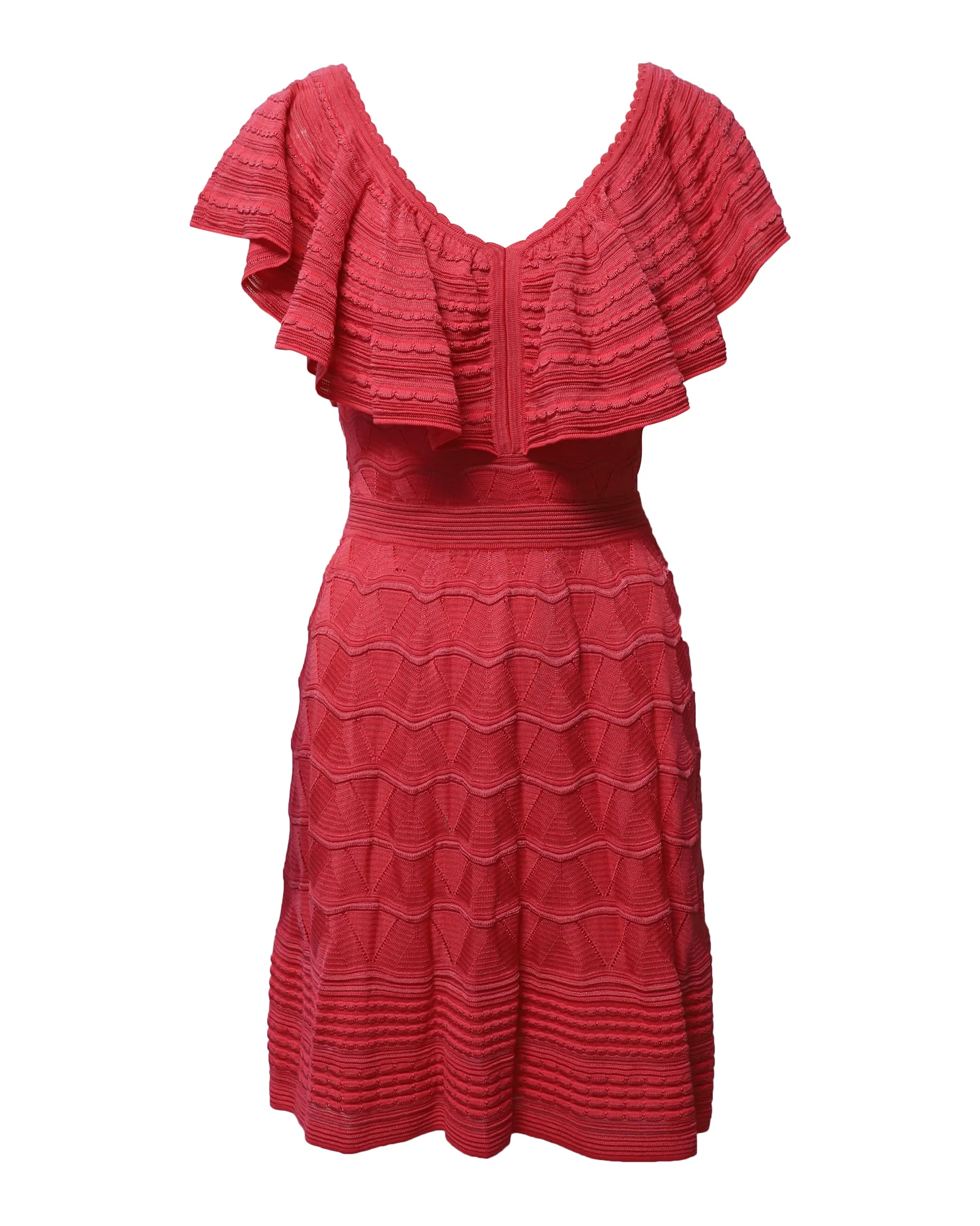 Women's M Missoni Ruffle Knitted Dress in Pink Cotton