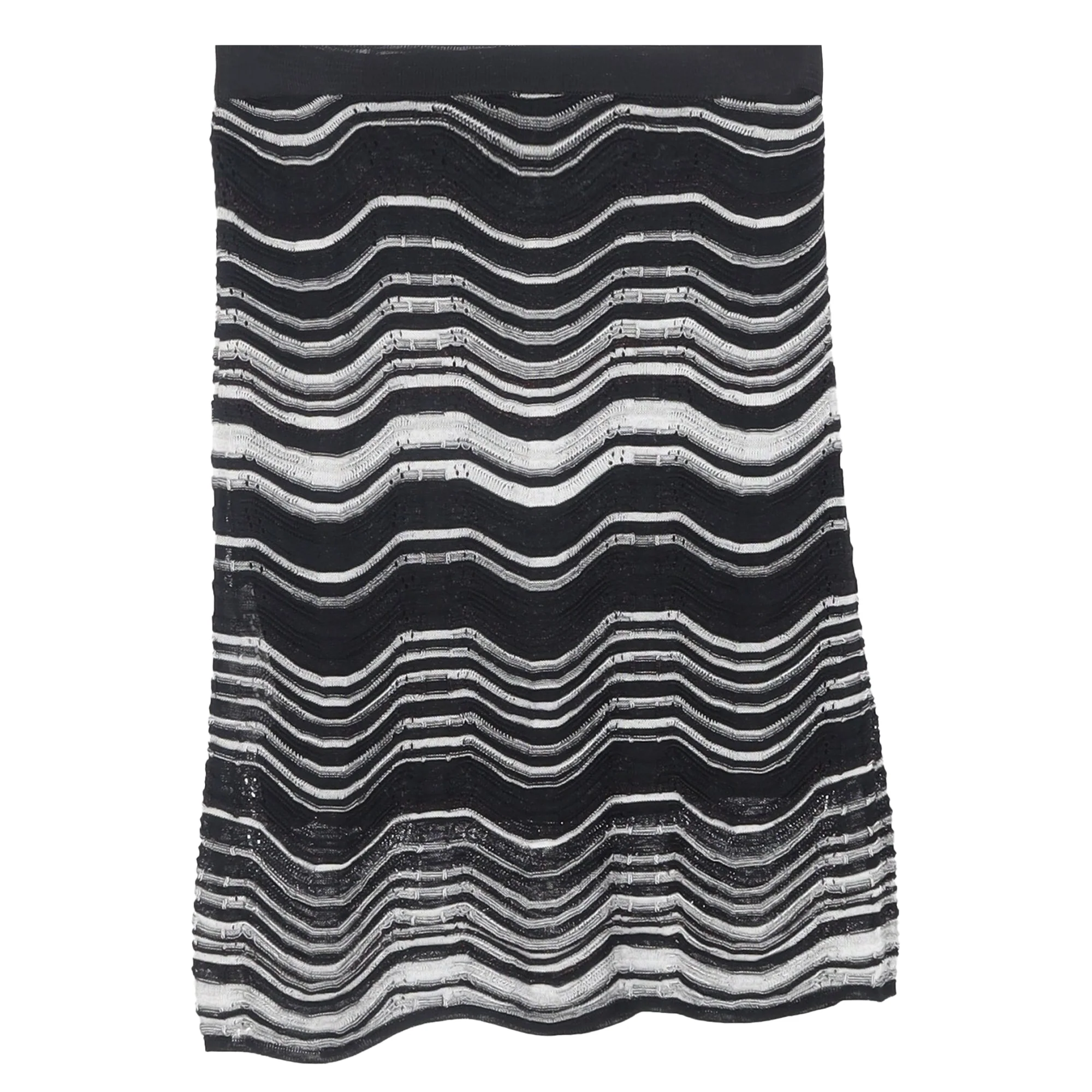 Women's  M Missoni Wave Mini Skirt in Black and White Cotton - Image 2
