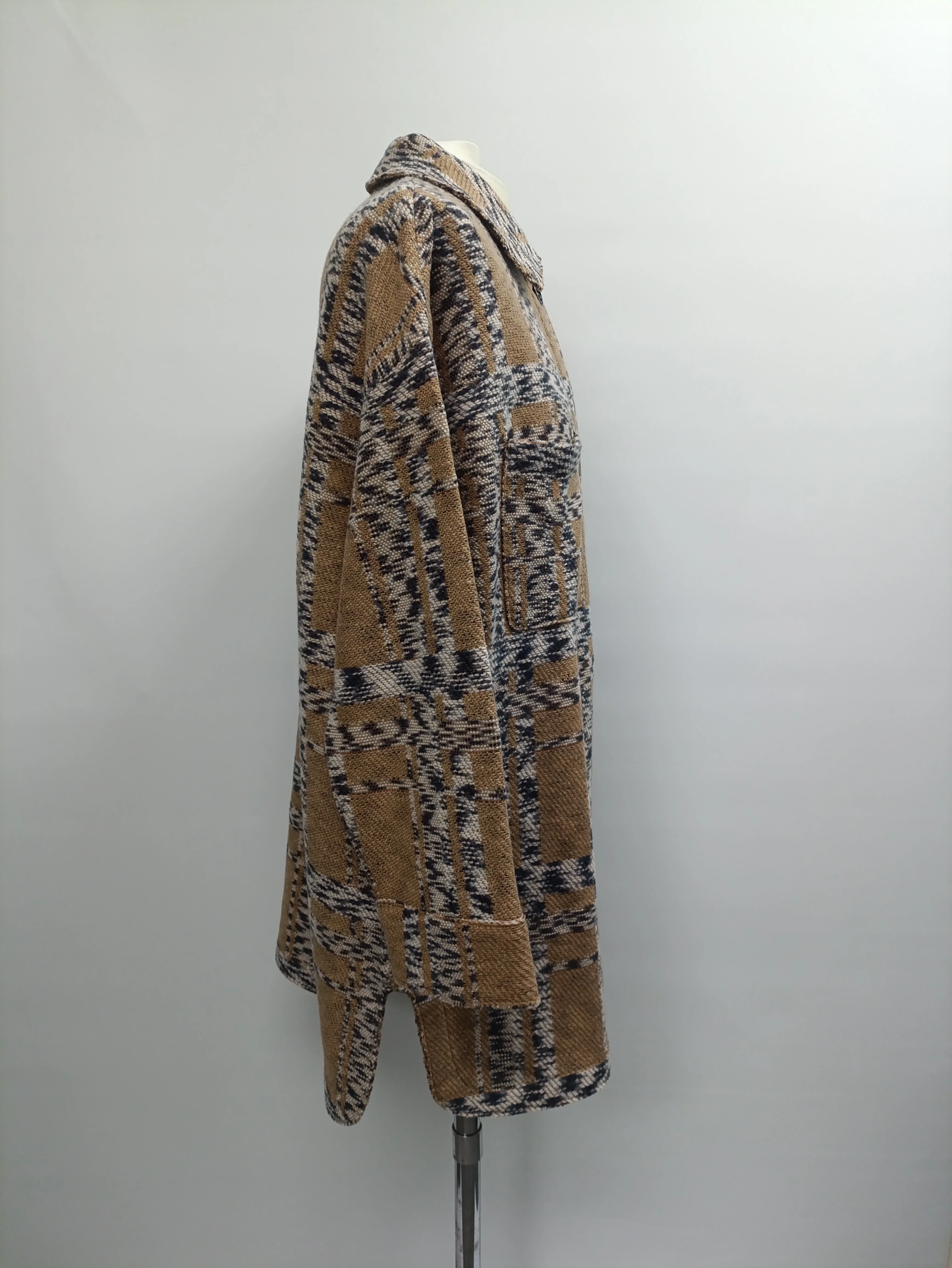 Women's Missoni Knitted Button-Down Coat with Pockets in Brown Wool - Image 7