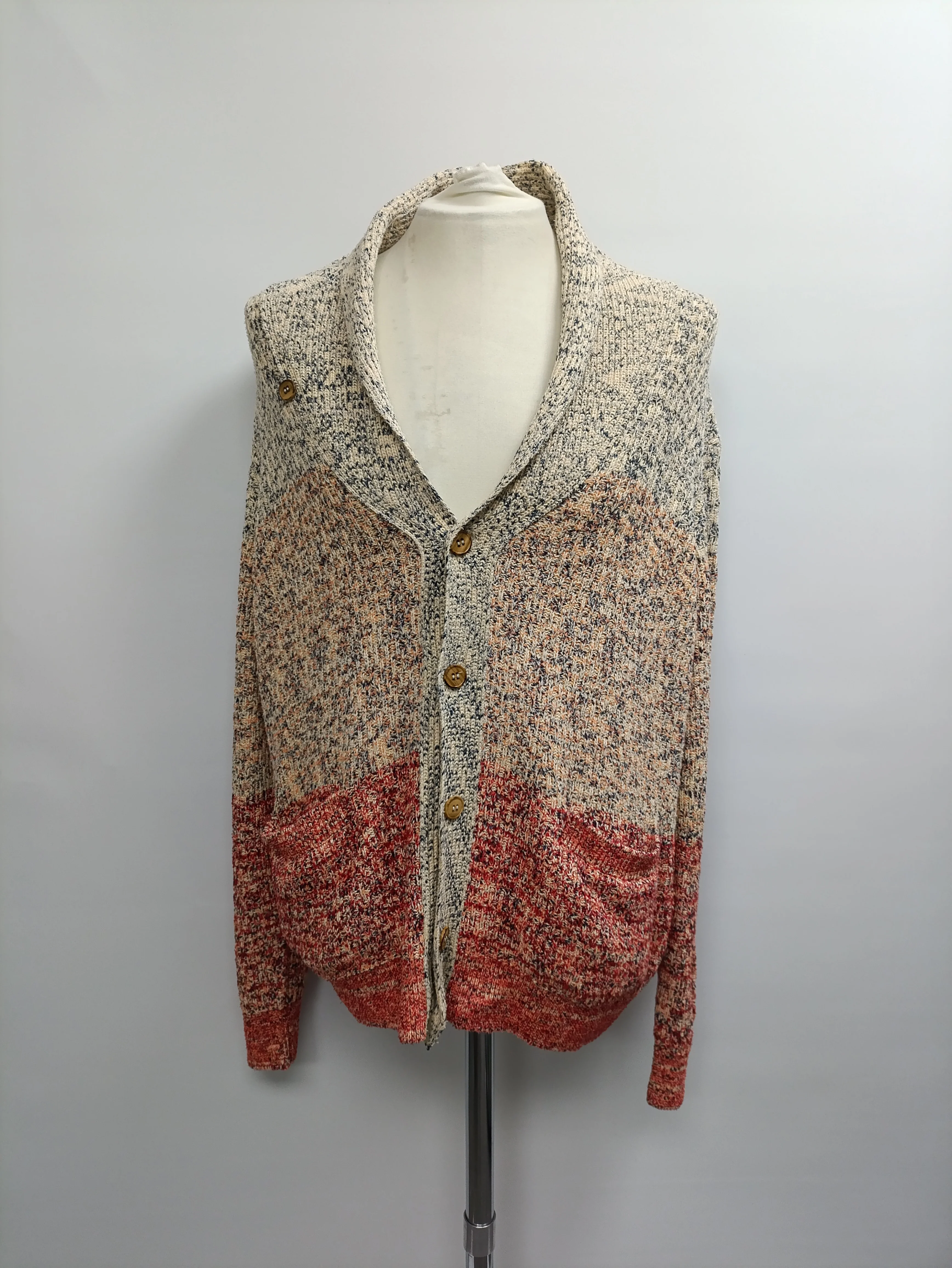 Women's Missoni Knitted Buttoned Shawl-Collared Cardigan in Multicolor Cotton - Image 8