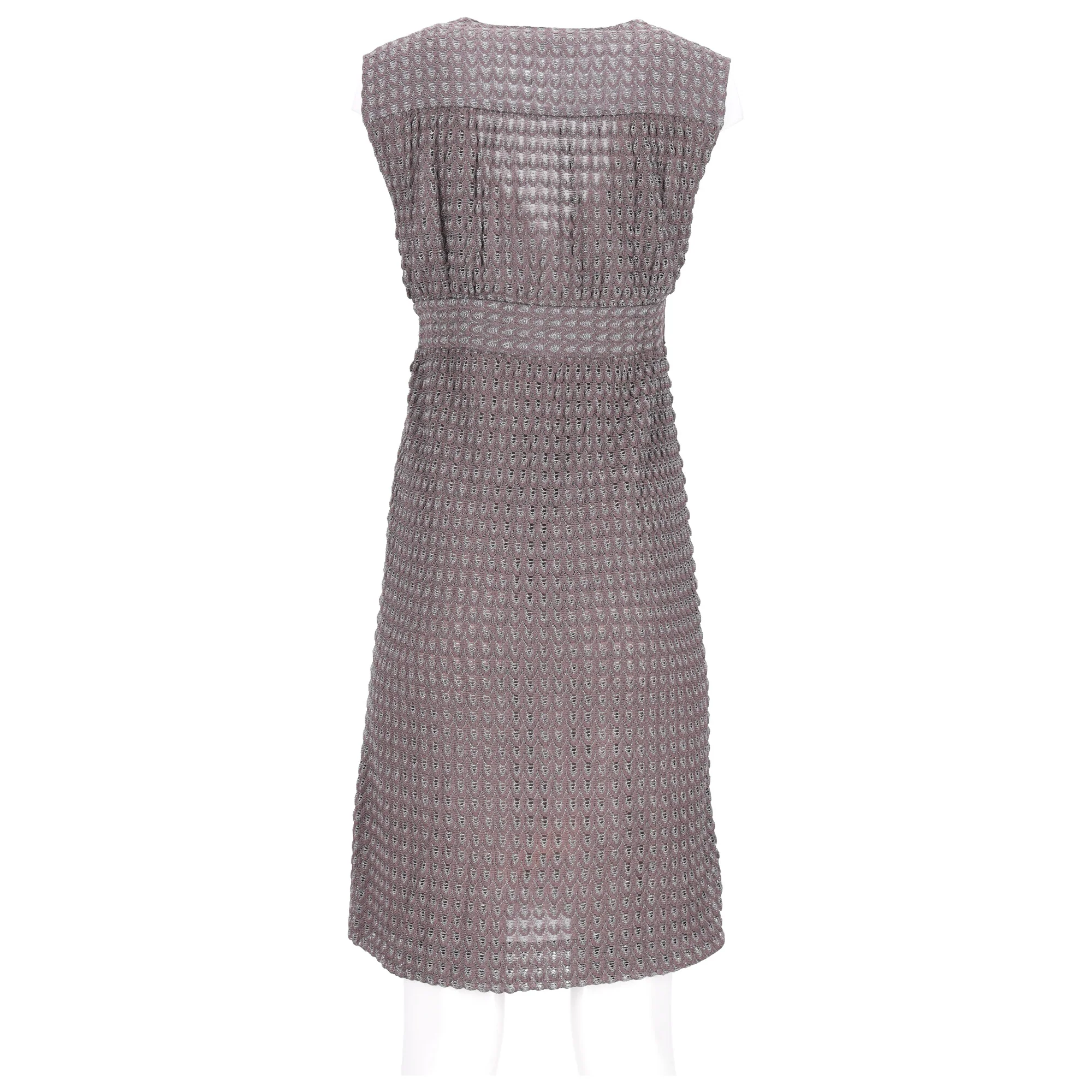 Women's Missoni Knitted Deep Neck Mini Dress in Brown Viscose - Image 9