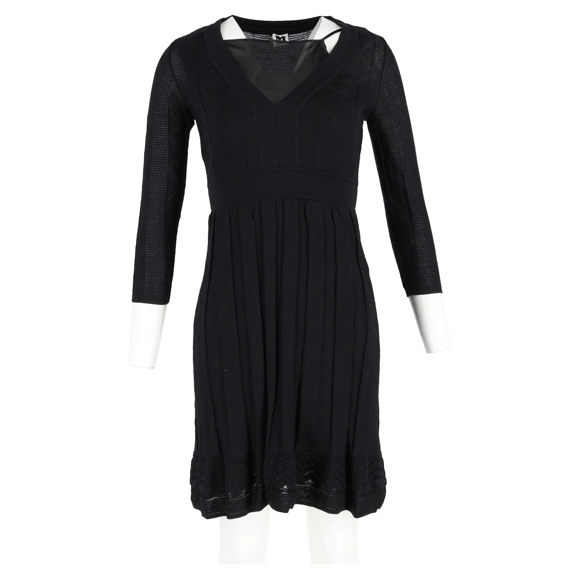 Women's Missoni Knitted V-Neck Mini Dress in Black Viscose - Image 4