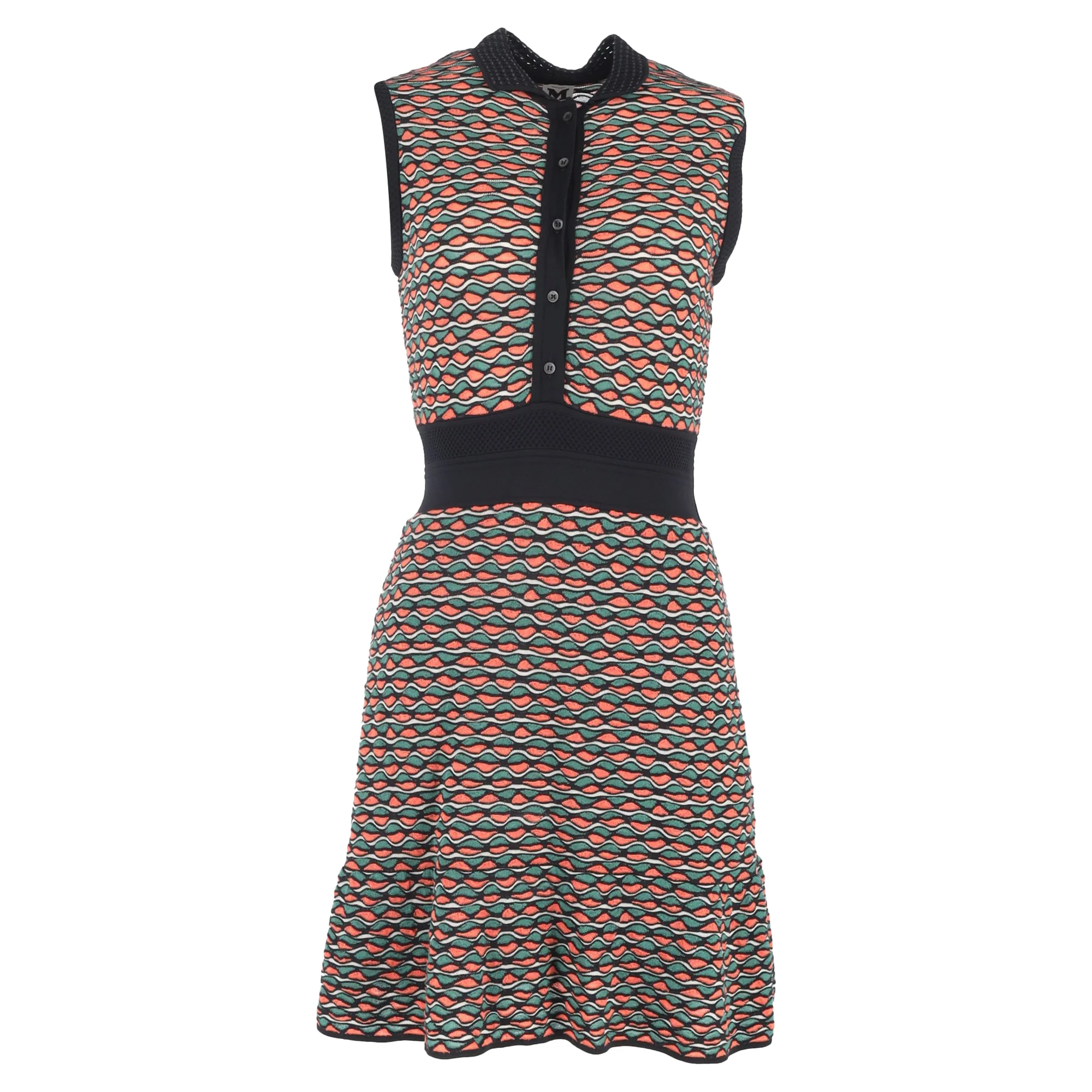 Women's  Missoni Patterned Buttoned Mini Dress in Multicolor Cotton