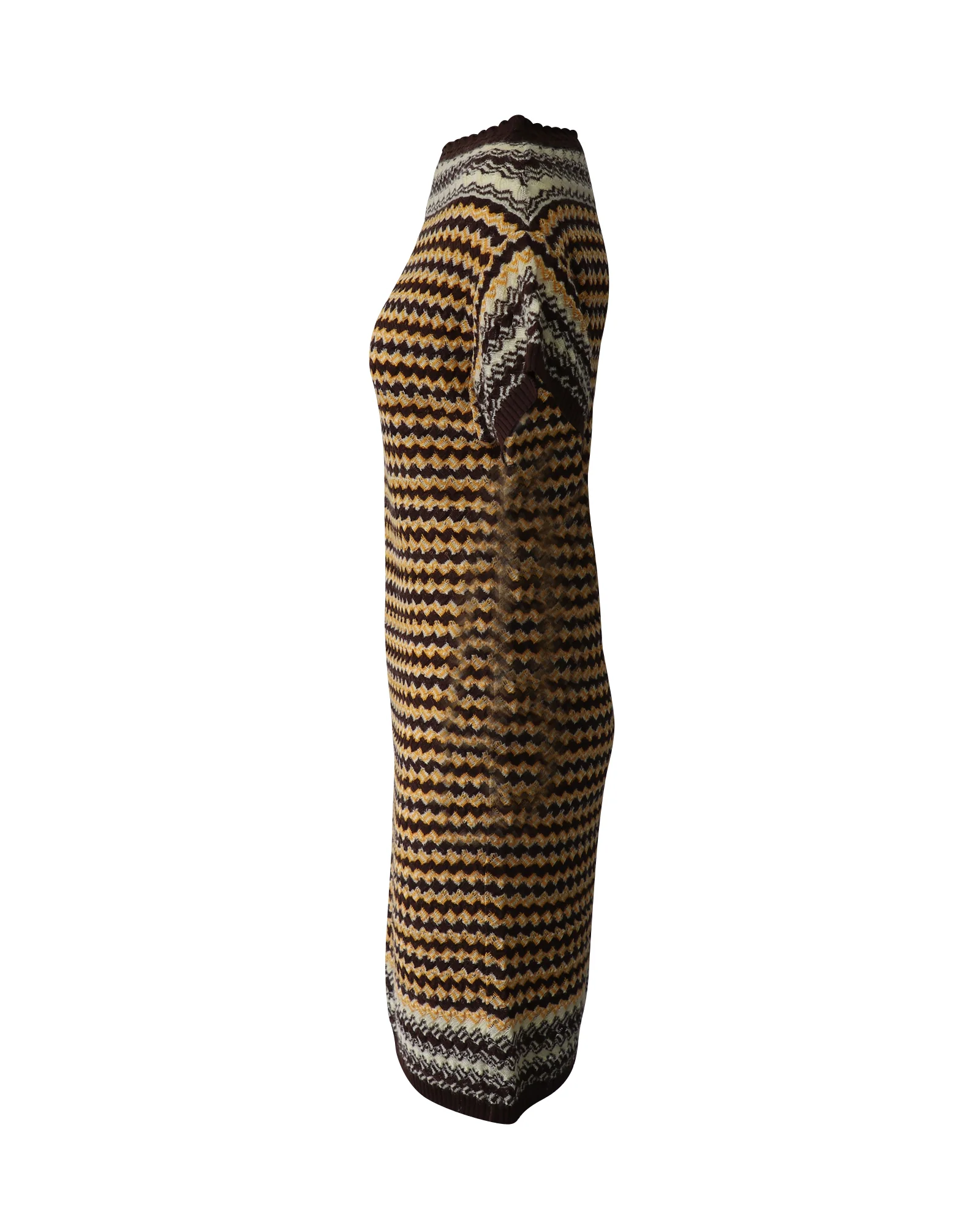Women's Missoni Patterned Knit Off Shoulder Dress in Multicolor Wool - Image 2
