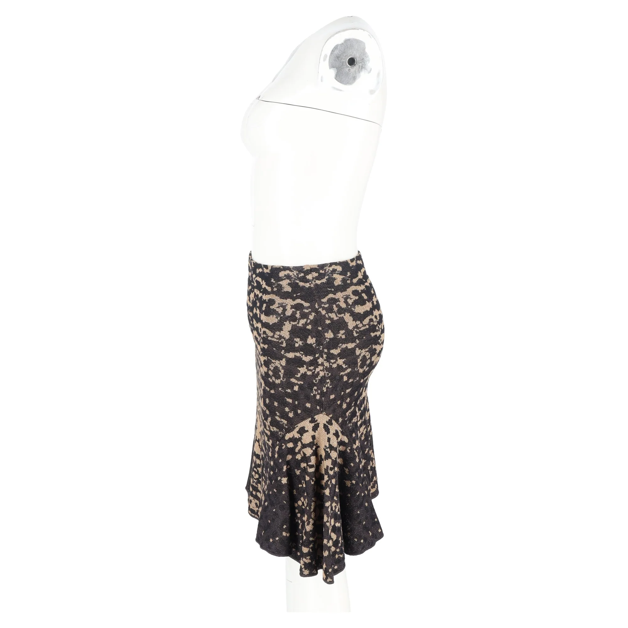 Women's Missoni Printed Knee-Length Mermaid Skirt in Black and Gold Cotton - Image 5