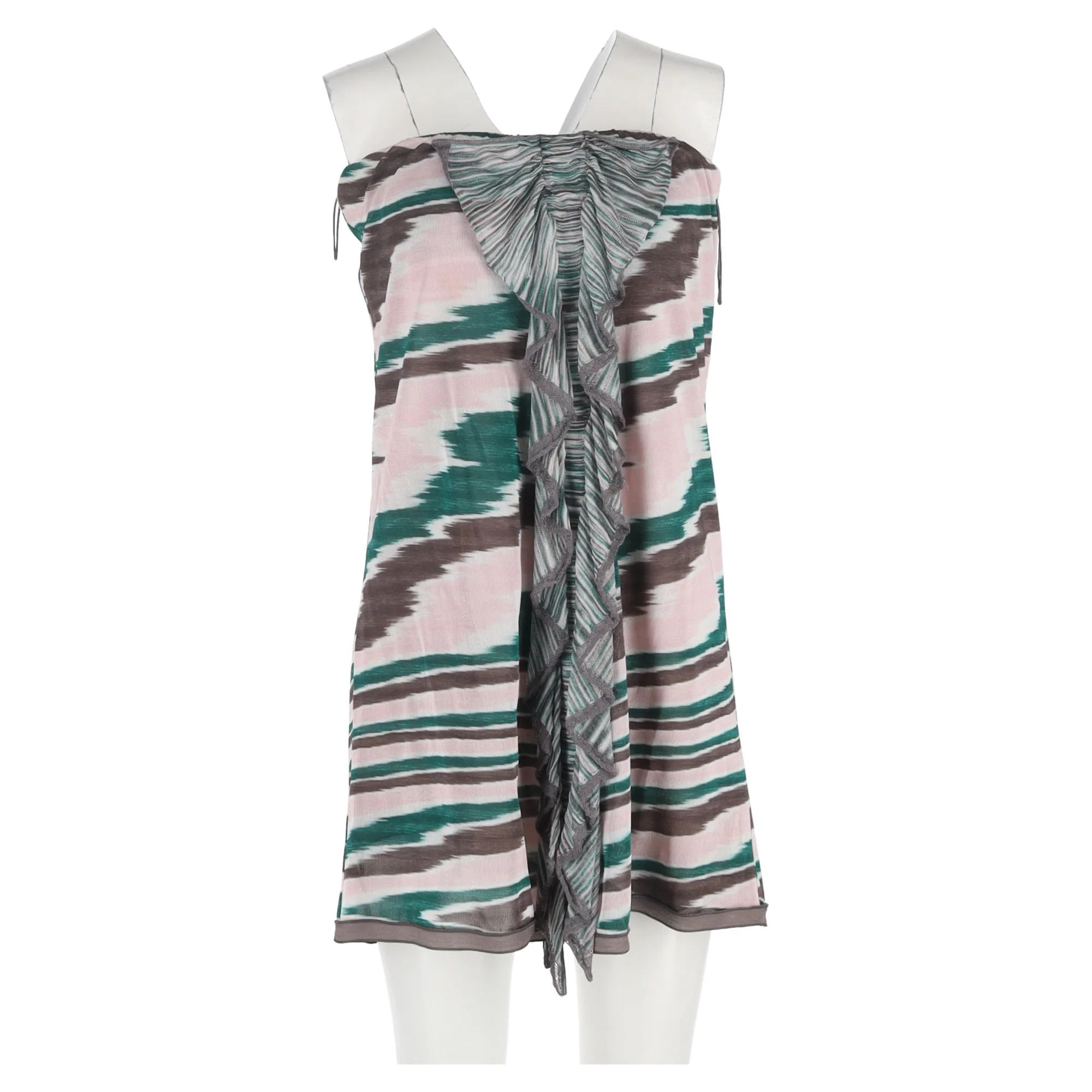Women's Missoni Ruffled Strapless Mini Dress in Multicolor Viscose - Image 4