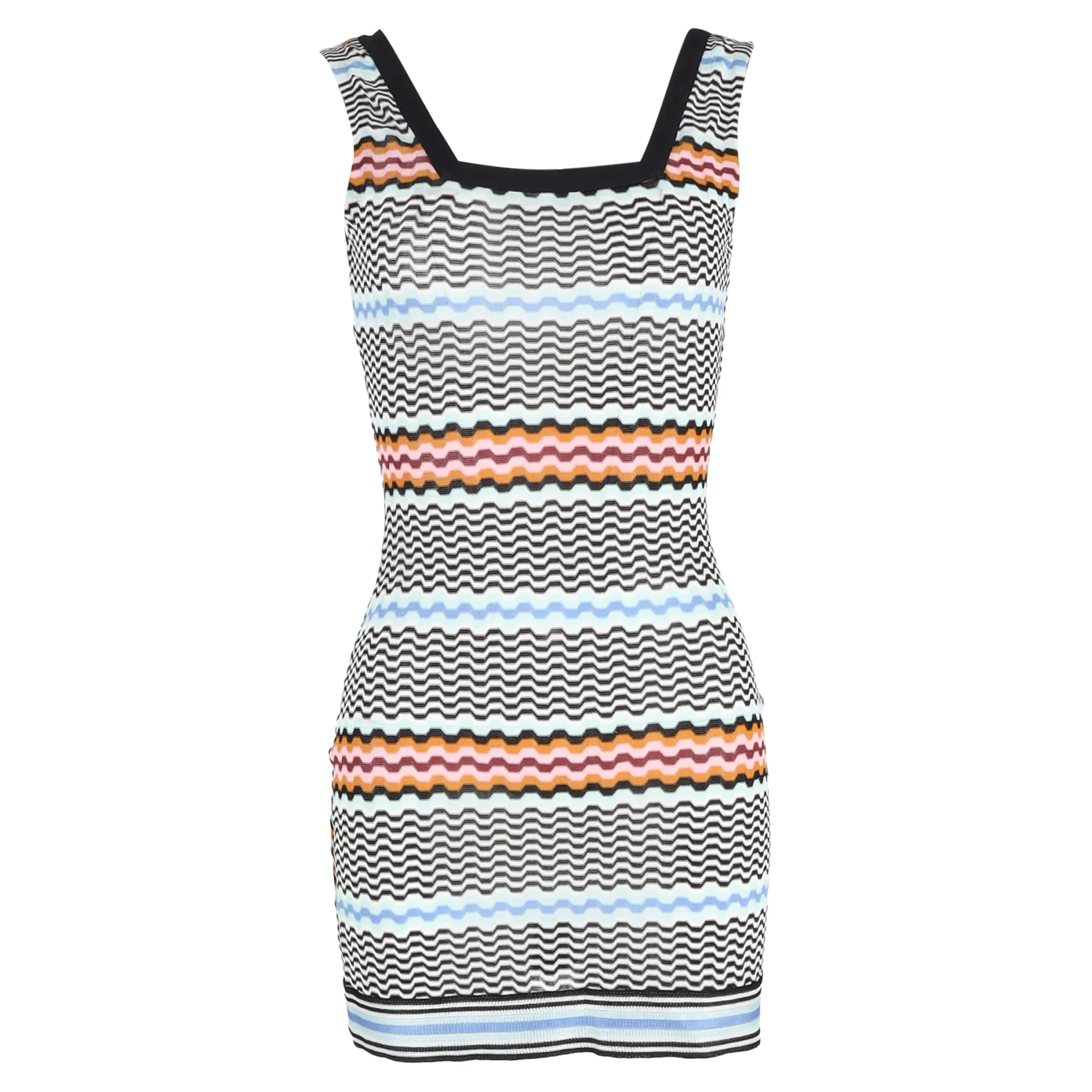Women's Missoni Square Neck Chevron Mini Dress in Multicolor Polyester