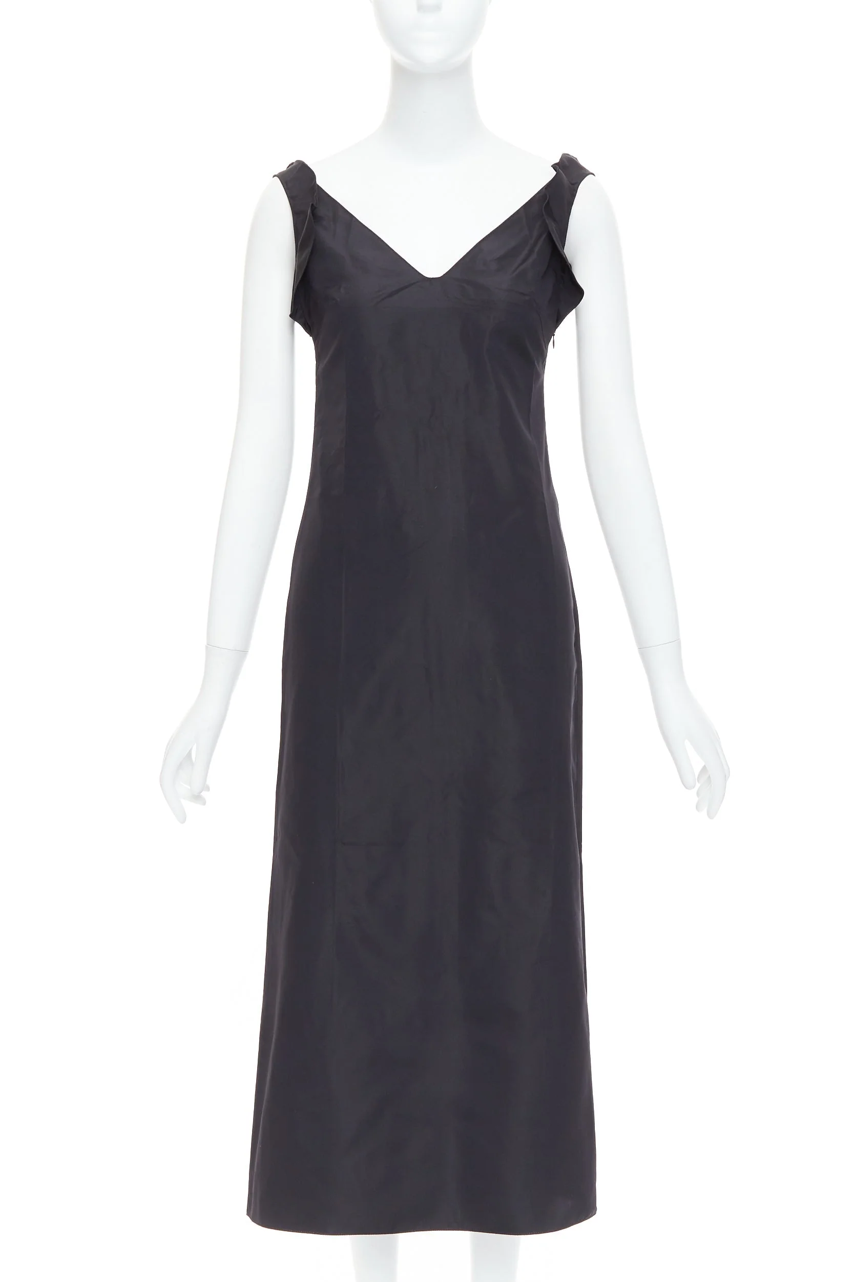 Women's Miu Miu 1990s Silk Blend Ruffle Strap V Back Dress