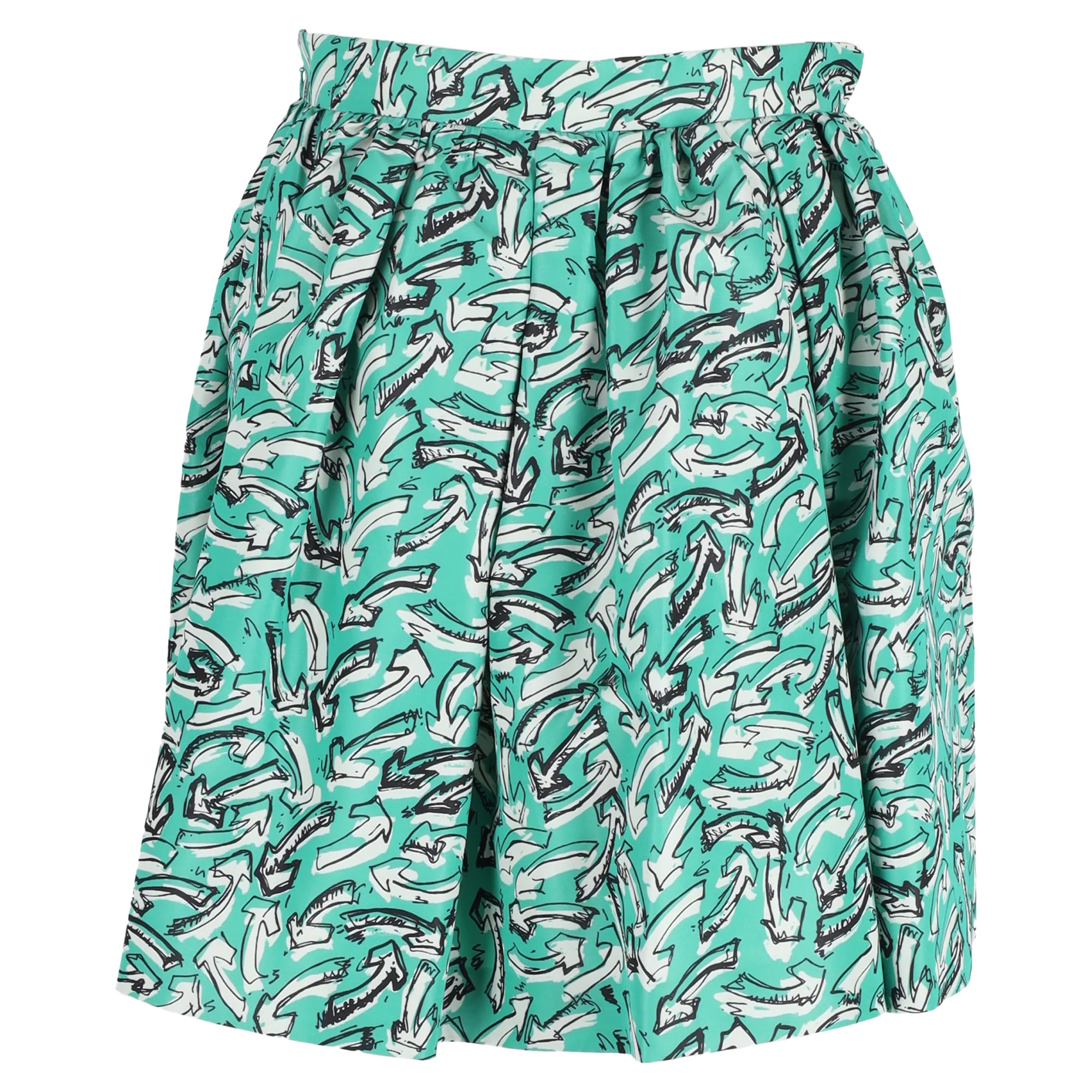 Women's Miu Miu Arrow Printed Mini Circle Skirt in Multicolor Nylon - Image 3