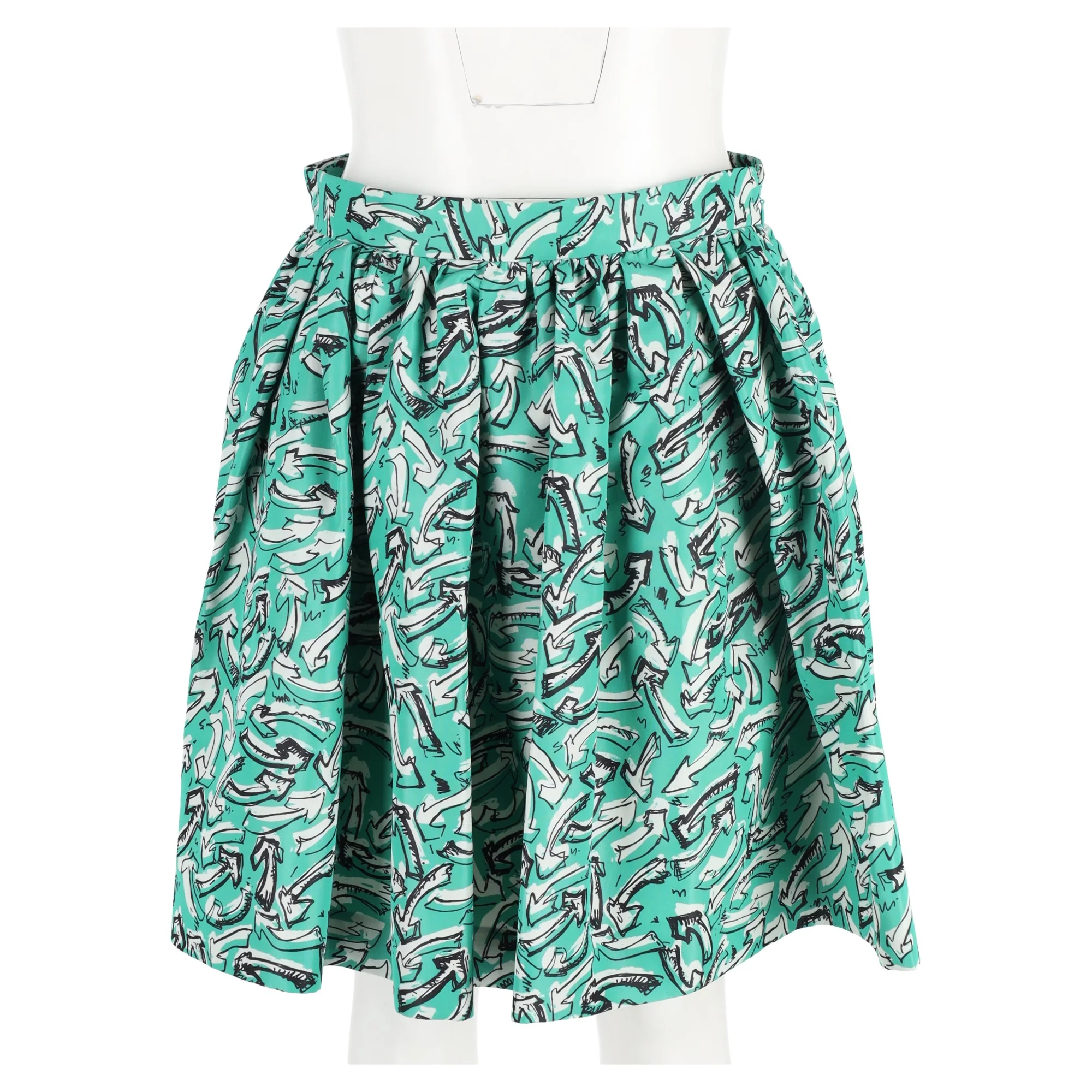 Women's Miu Miu Arrow Printed Mini Circle Skirt in Multicolor Nylon - Image 4