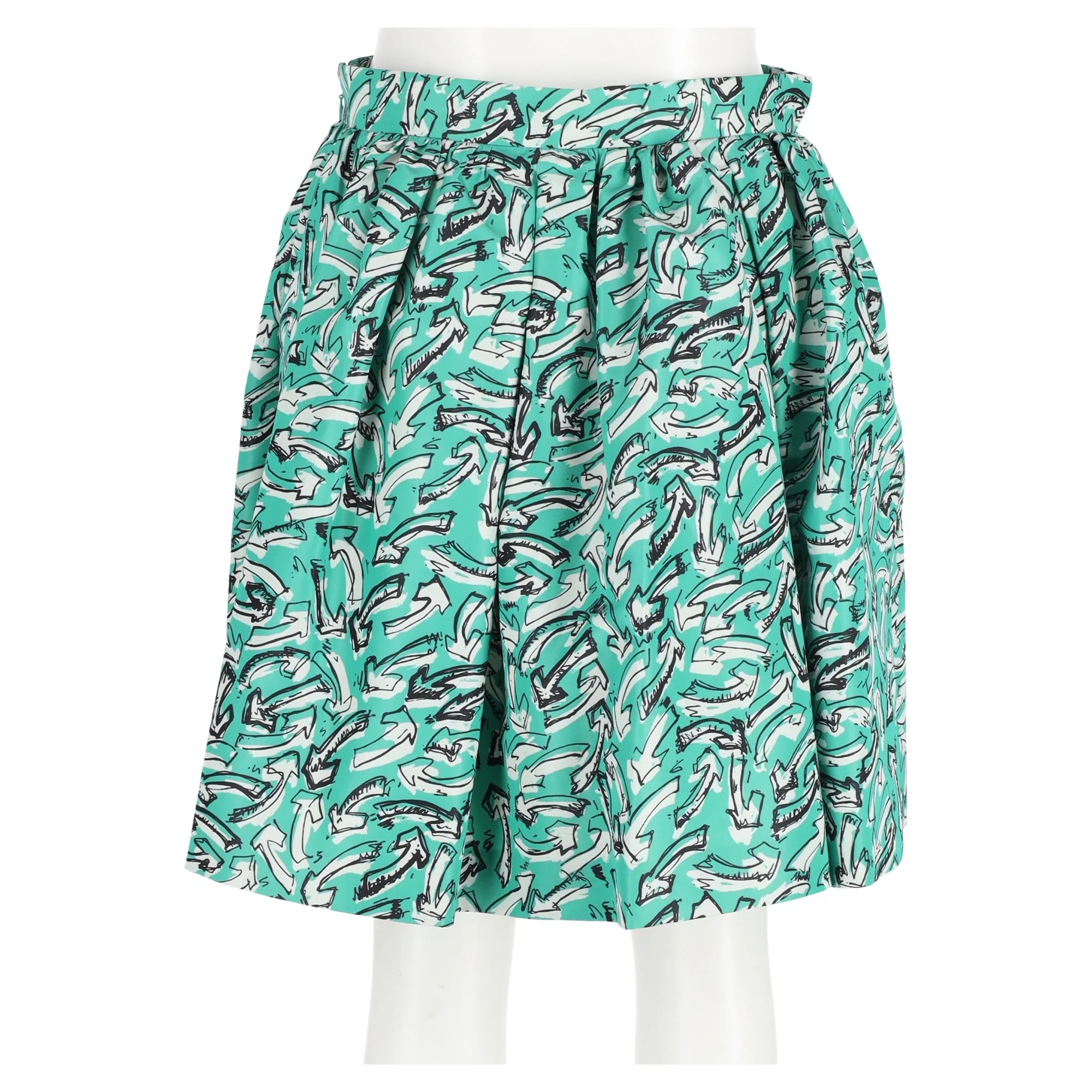 Women's Miu Miu Arrow Printed Mini Circle Skirt in Multicolor Nylon - Image 6