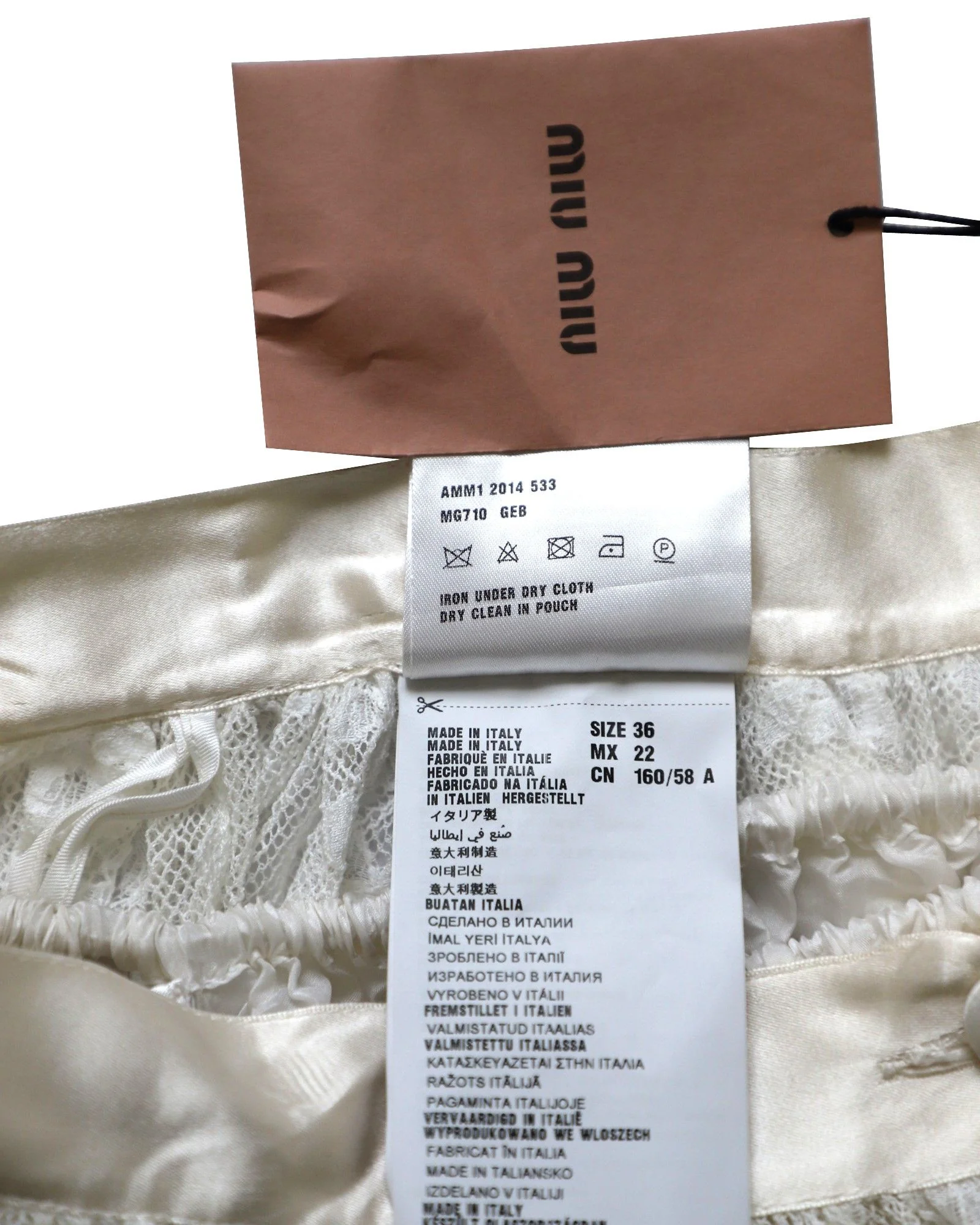 Women's Miu Miu Flared Mini Skirt in White Lace Cotton - Image 7