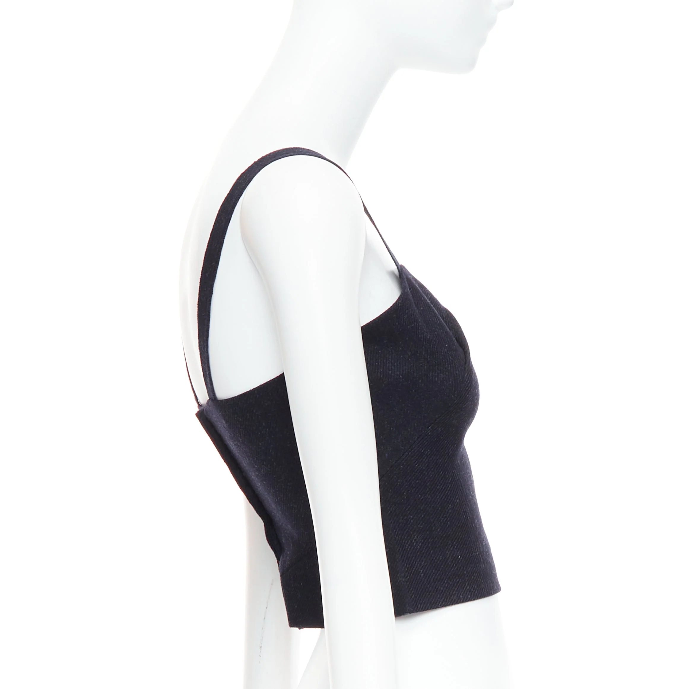 Women's Miu Miu Fleece Wool Charcoal Grey Bustier Top - Image 10