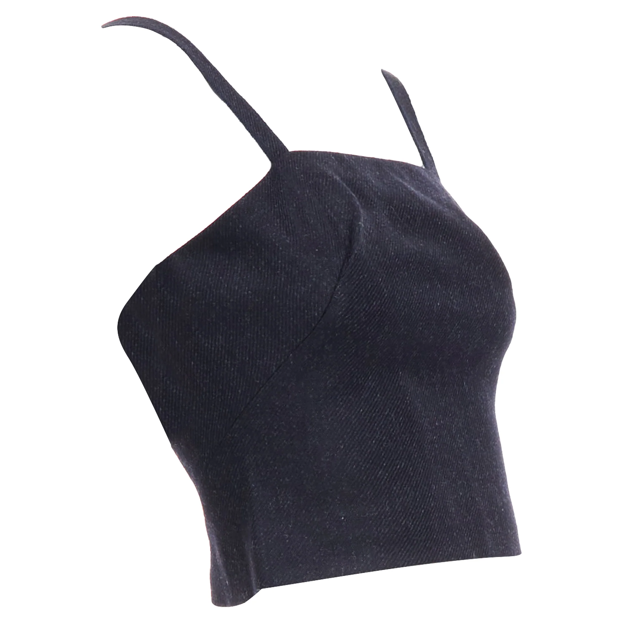Women's Miu Miu Fleece Wool Charcoal Grey Bustier Top - Image 3