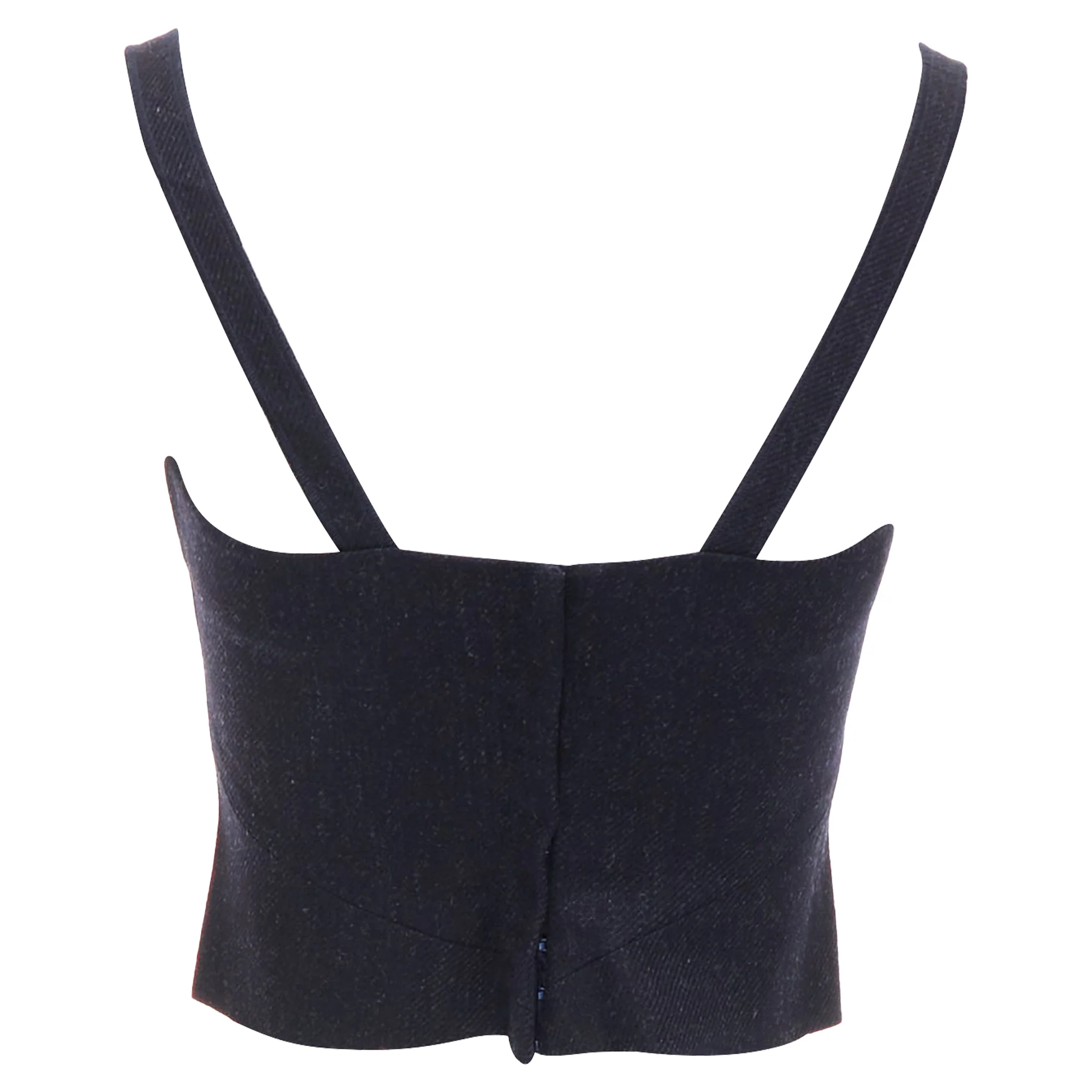 Women's Miu Miu Fleece Wool Charcoal Grey Bustier Top - Image 5