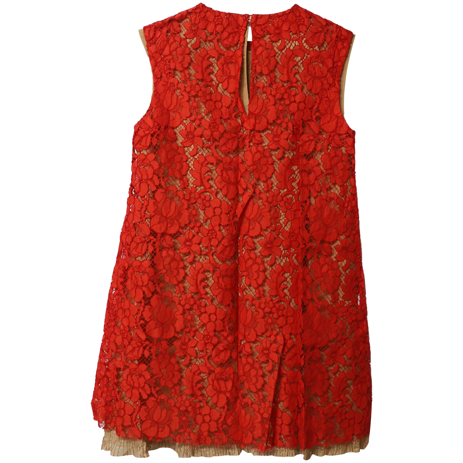 Women's Miu Miu Lace Shift Dress in Red Cotton - Image 5