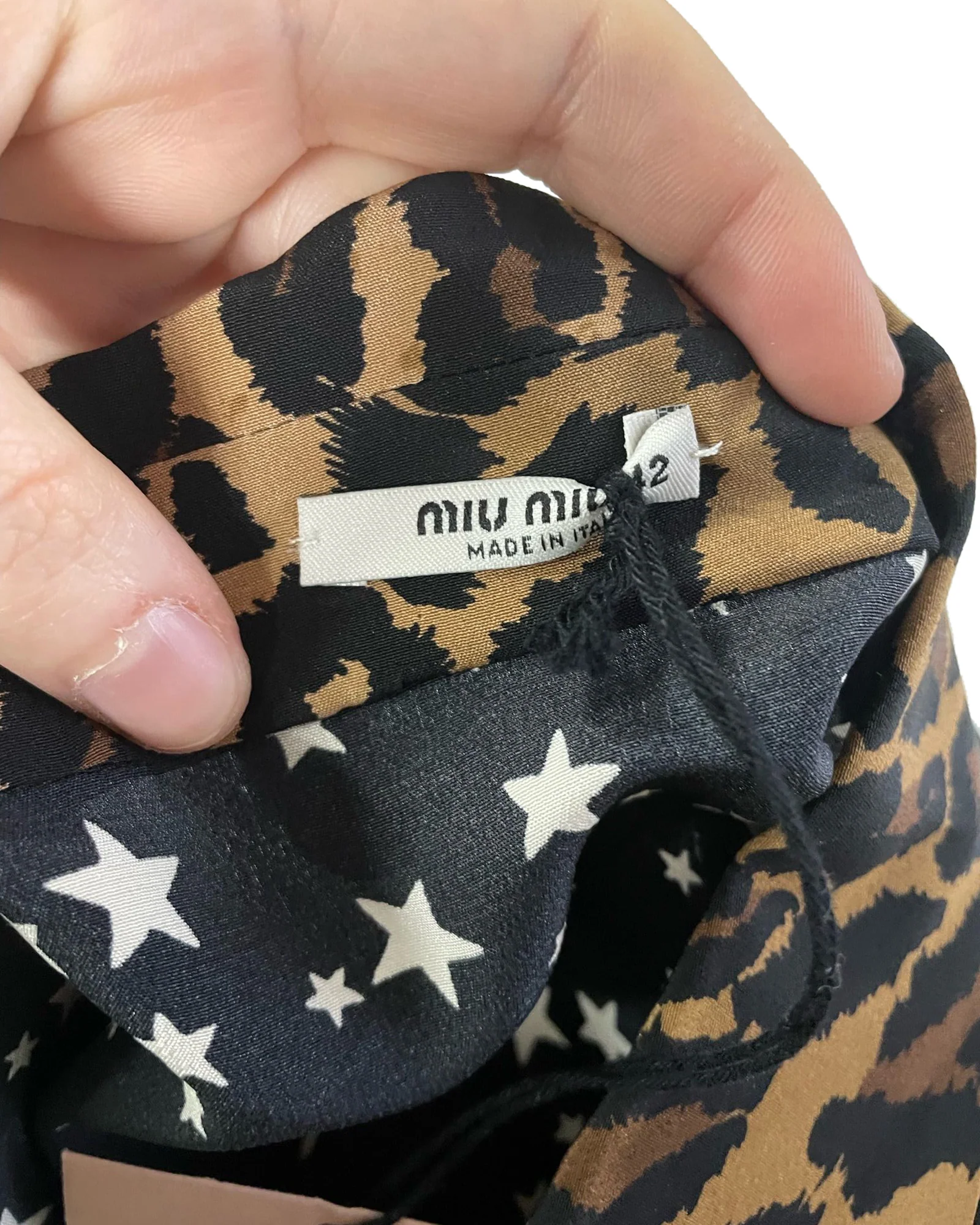 Women's Miu Miu Multi Print Shirt Dress in Multicolor Cotton - Image 2