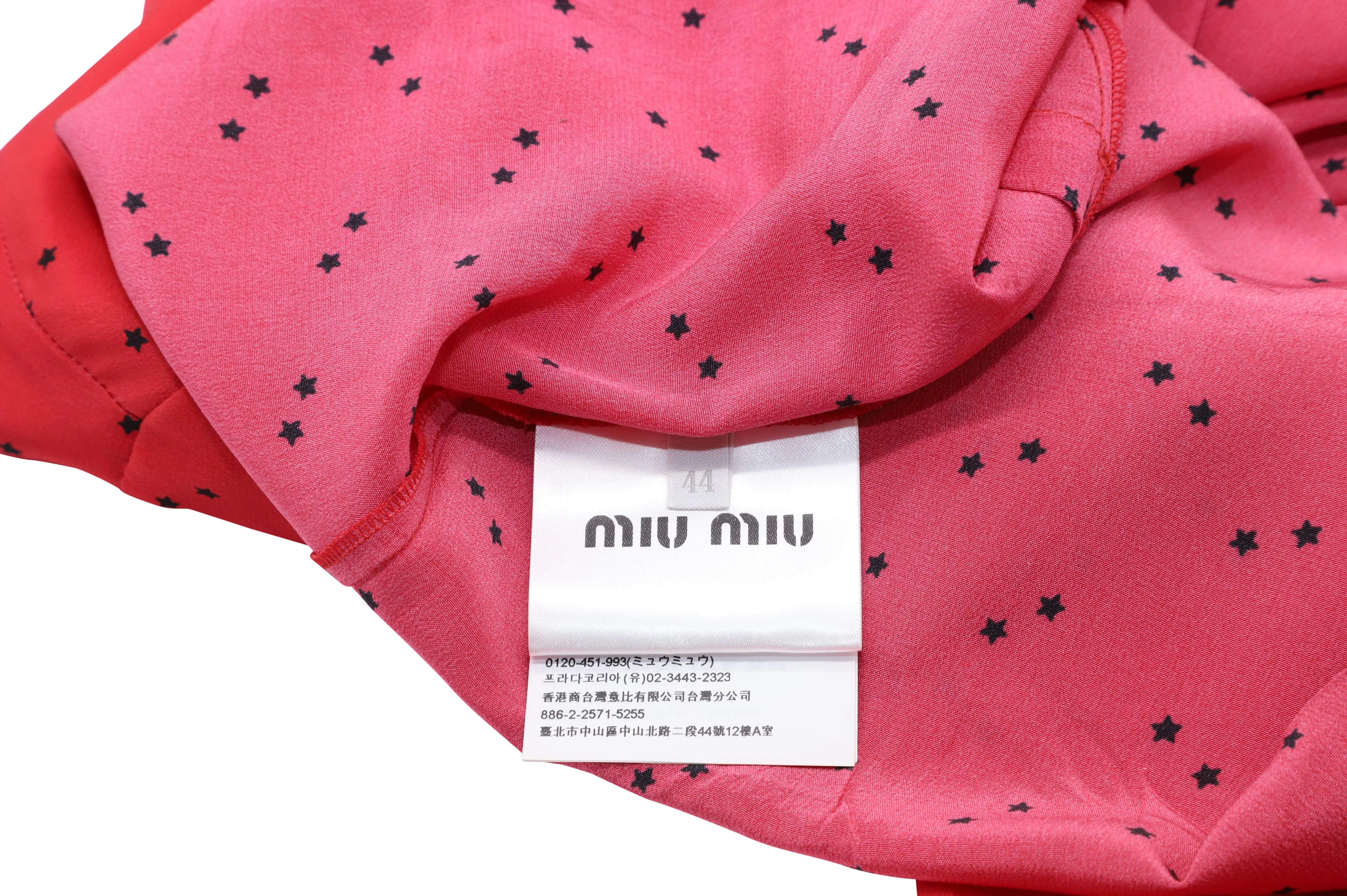 Women's Miu Miu Polka Dot Blouse with Ruffles in Red Silk - Image 4