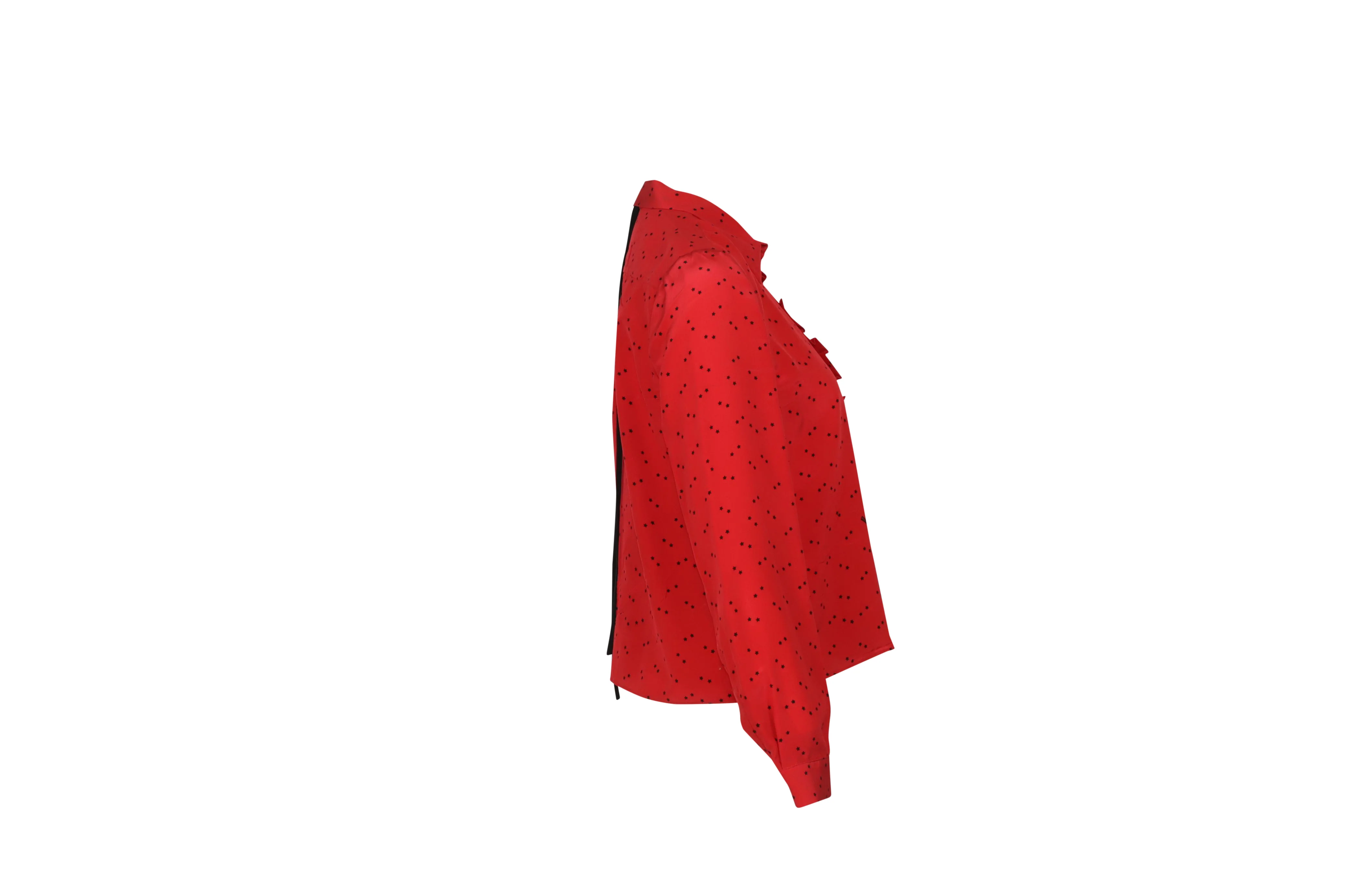 Women's Miu Miu Polka Dot Blouse with Ruffles in Red Silk - Image 5