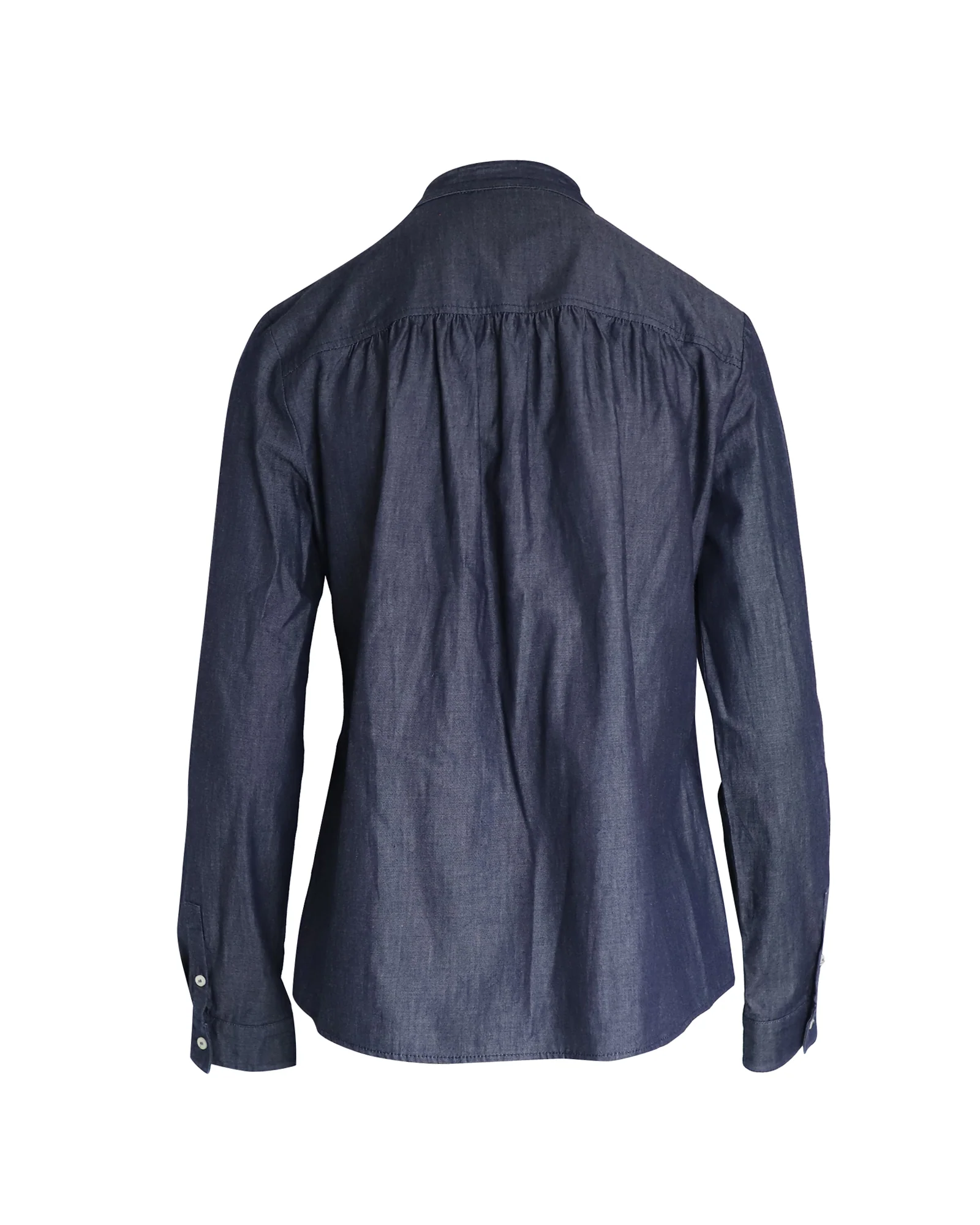 Women's Miu Miu Ruffled Shirt in Blue Cotton - Image 3