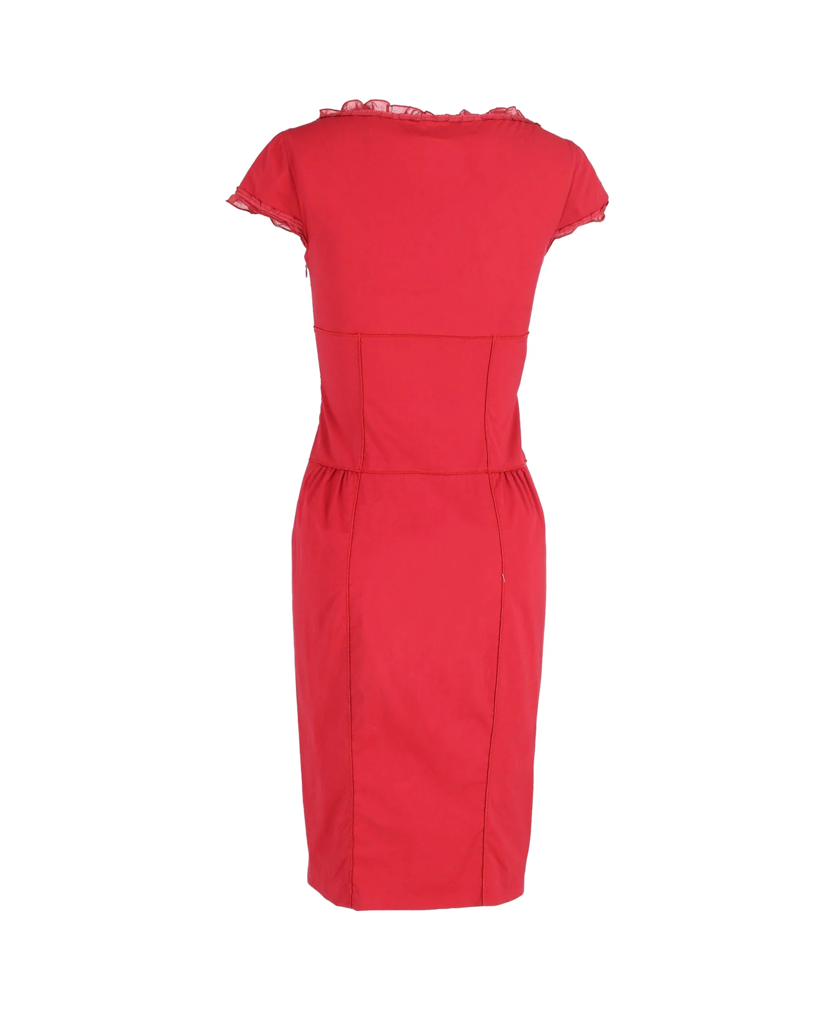Women's Miu Miu Short Sleeve Midi Dress in Red Cotton - Image 3