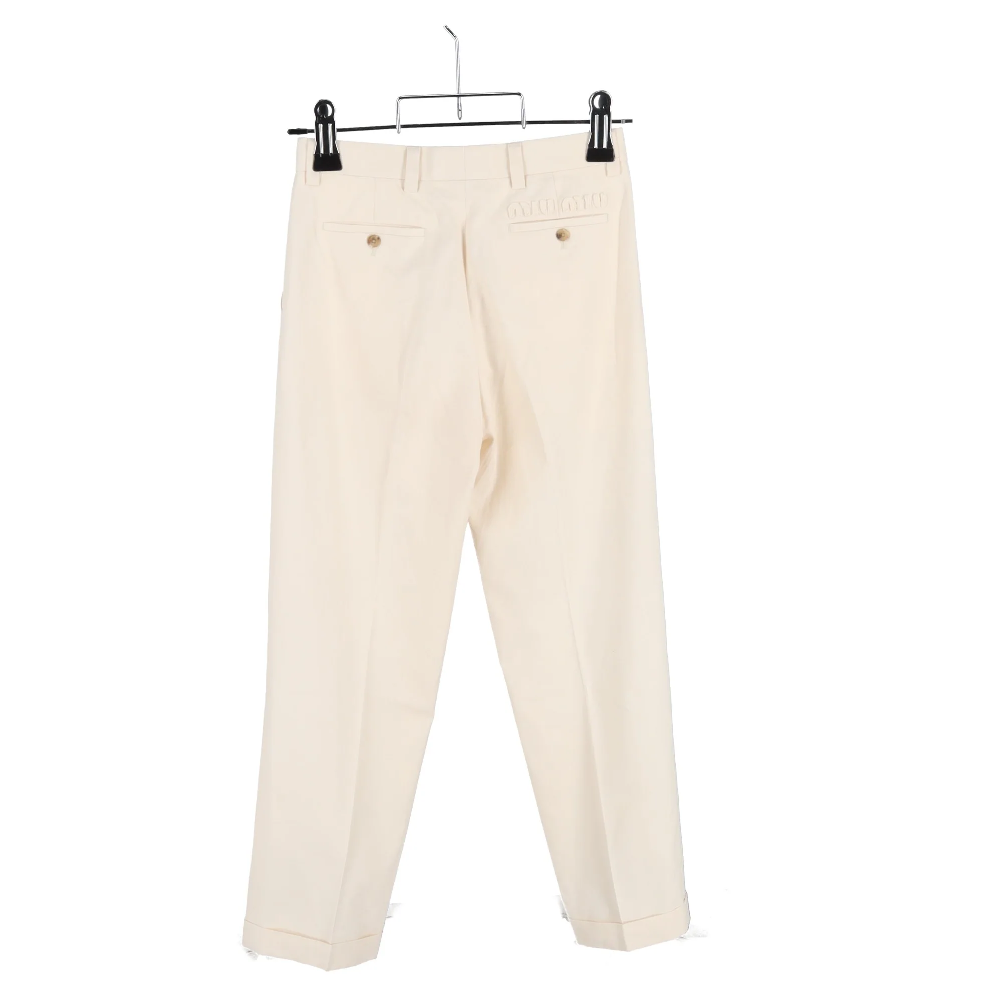 Women's  Miu Miu Straighht-Leg Trousers in Cream Cotton - Image 5