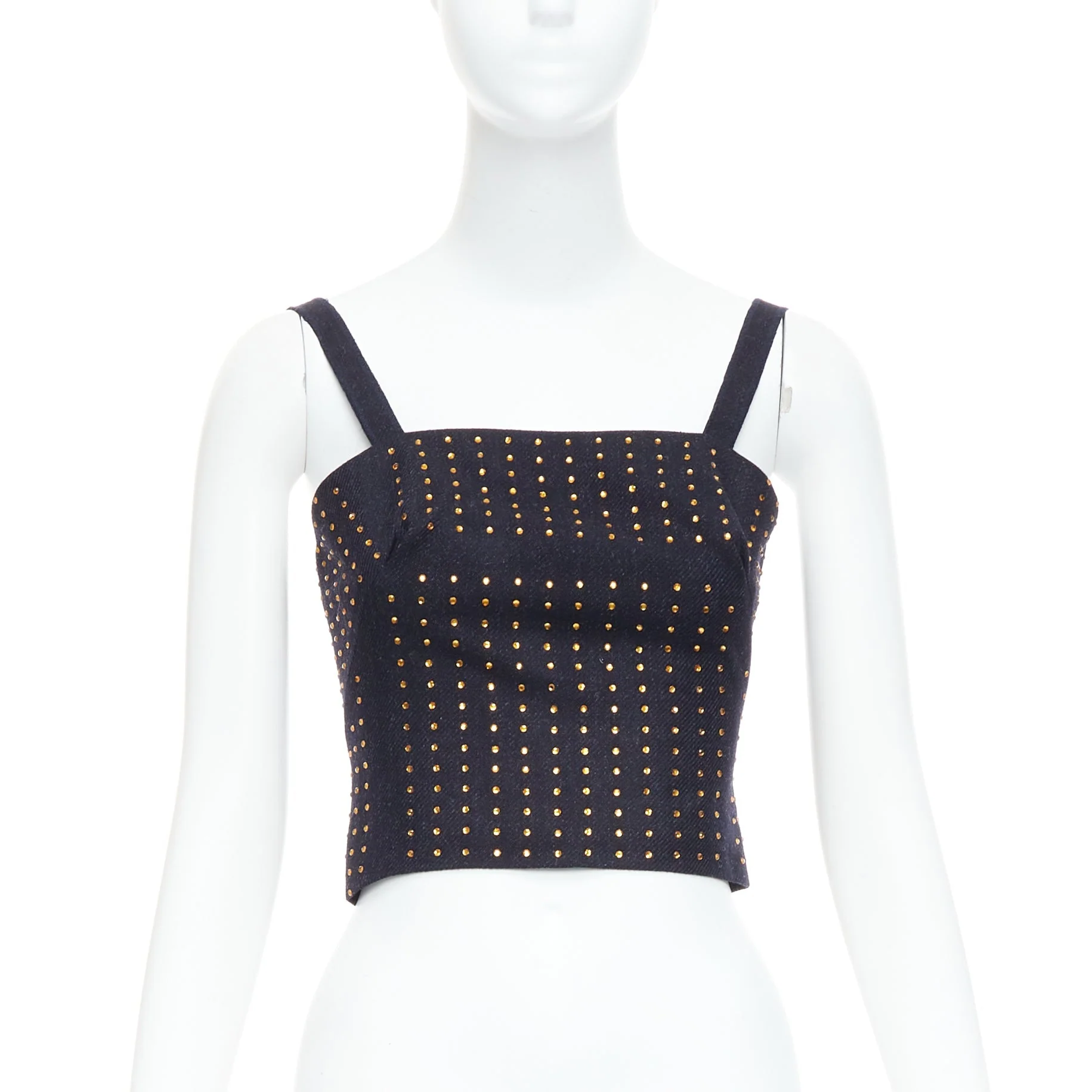 Women's Miu Miu Vintage Fleece Wool Crystal Bustier Top - Image 7