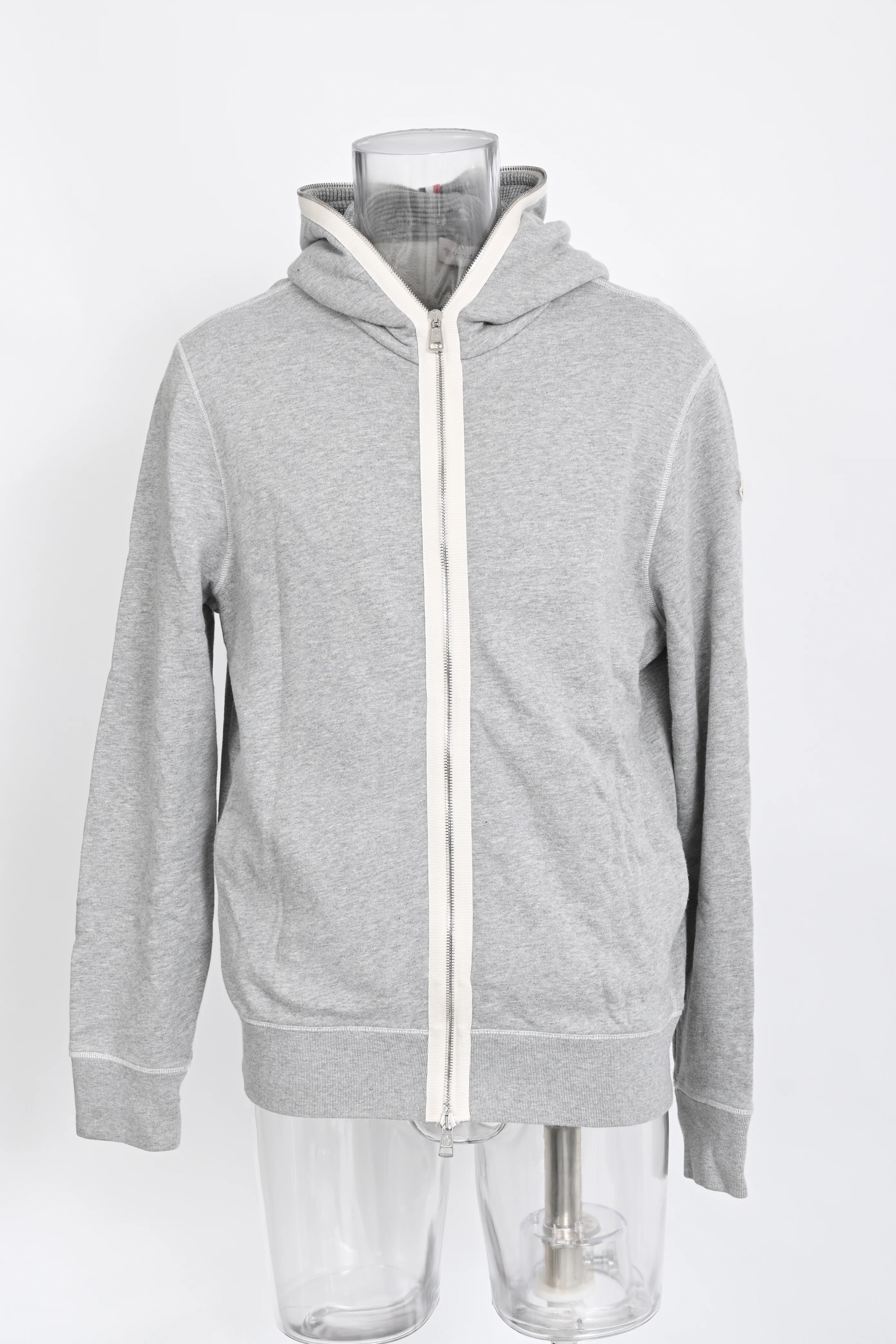 Men's Moncler Zip-Up Hoodie in Grey Cotton - Image 6