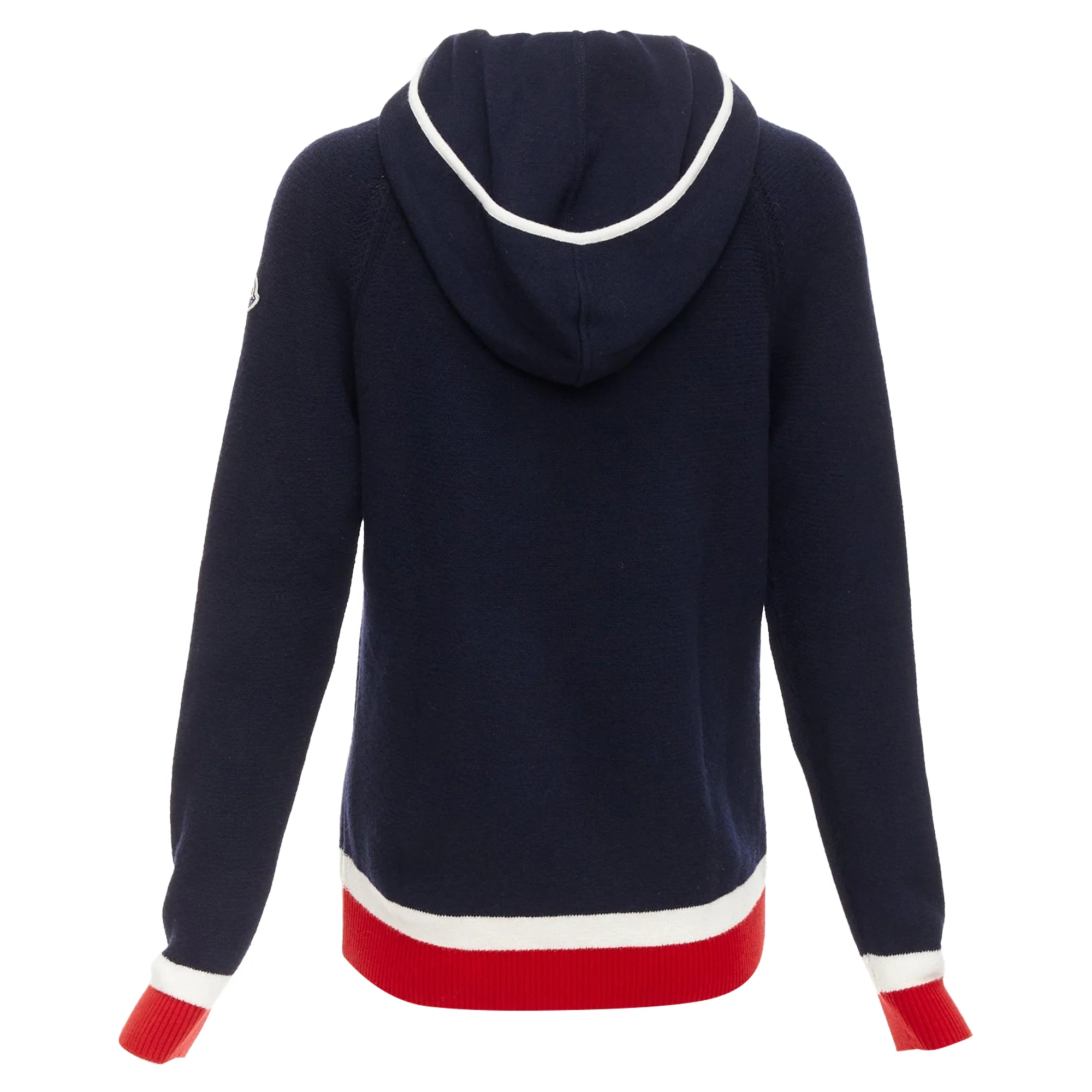 Women's MONCLER 2017 red navy white wool argyle turtleneck sweater top XS - Image 5