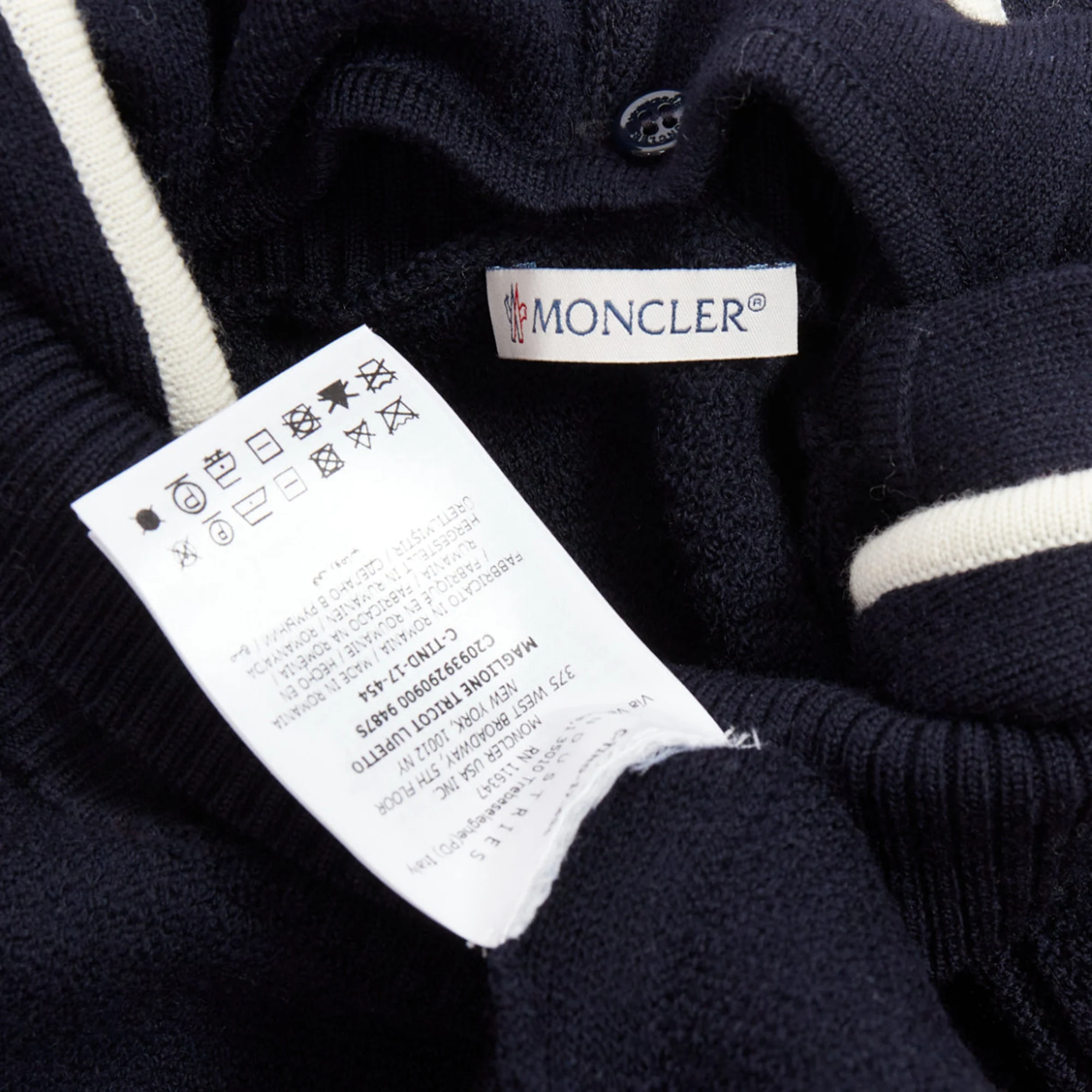 Women's MONCLER 2017 red navy white wool argyle turtleneck sweater top XS - Image 8