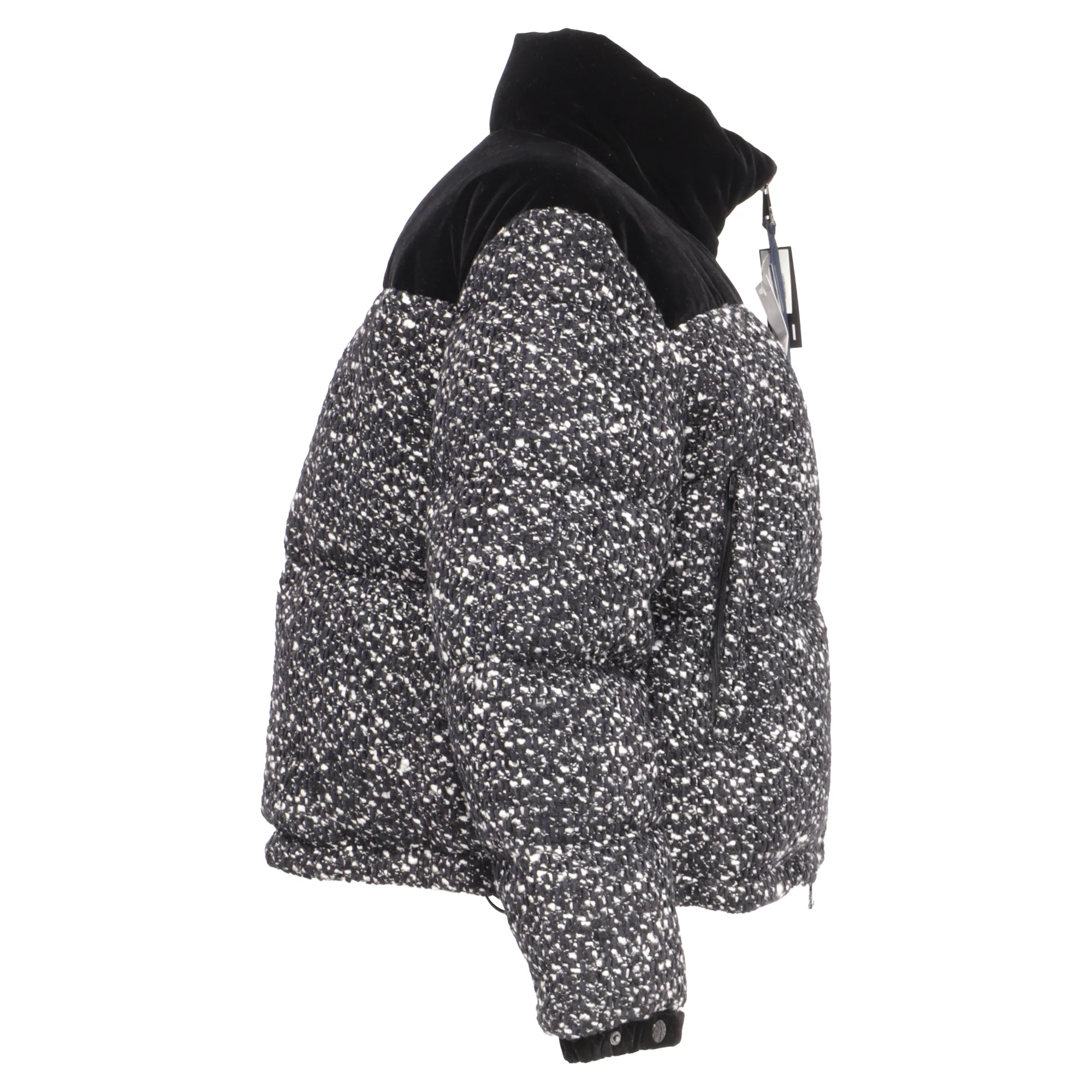 Women's Moncler Girotte Tweed Down Jacket in Black Wool - Image 3