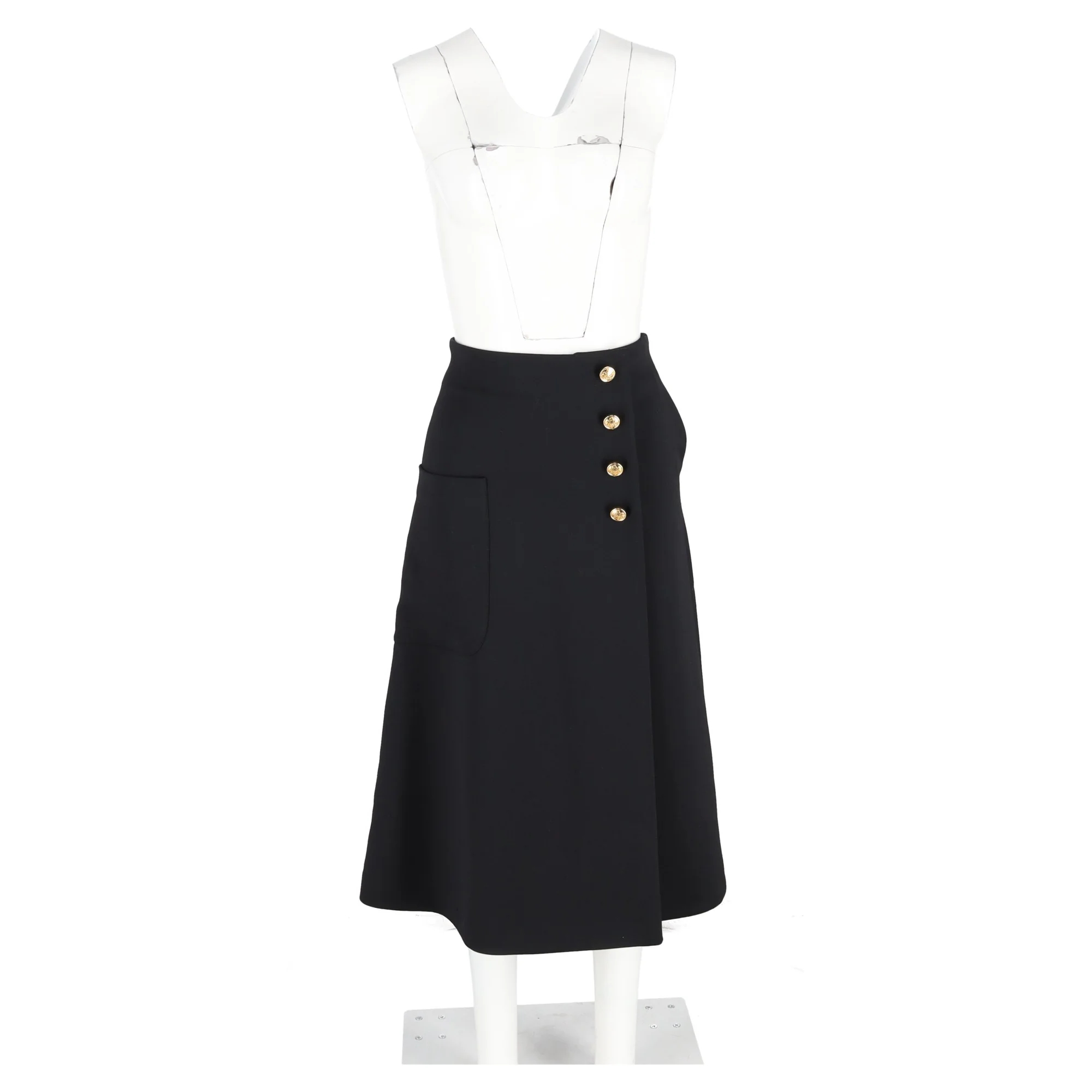 Women's Mulberry Buttoned Midi Skirt in Black Polyester - Image 4