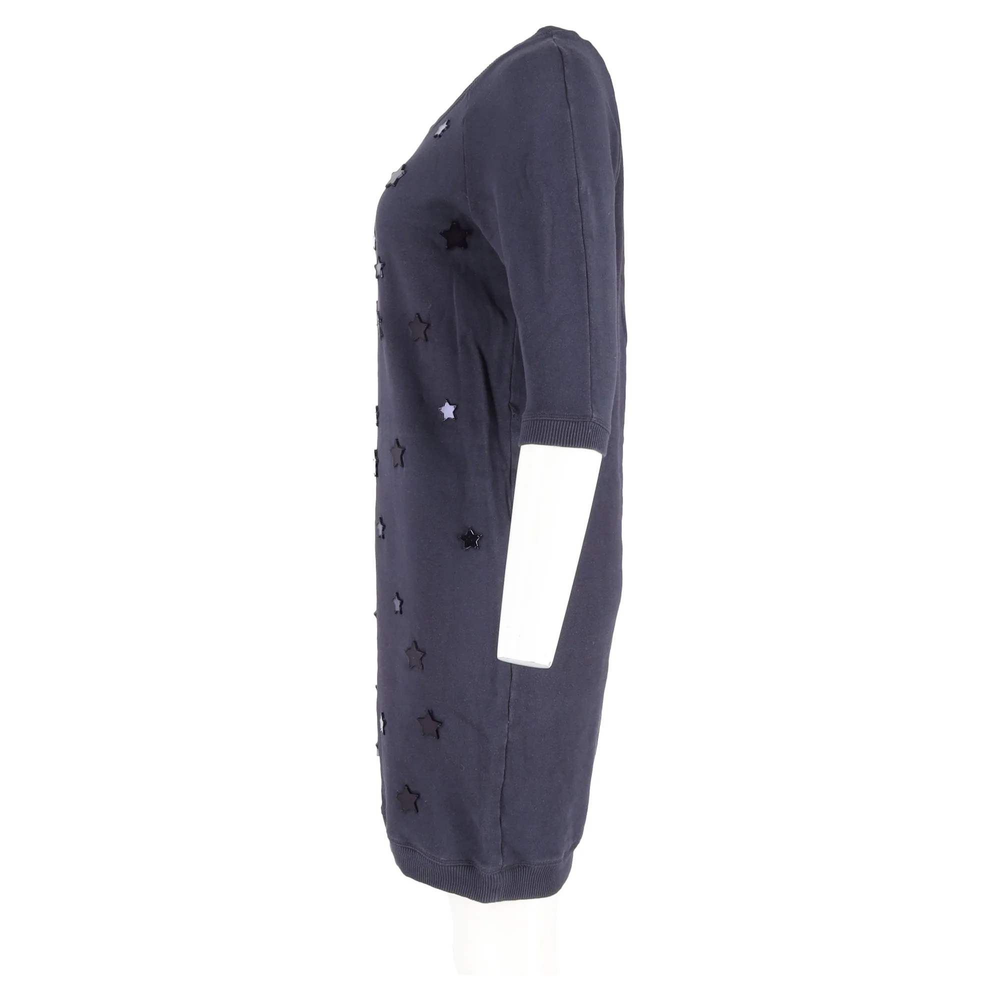 Women's Mulberry Star-Embellished Mini T-Shirt Dress in Navy Blue Cotton - Image 5