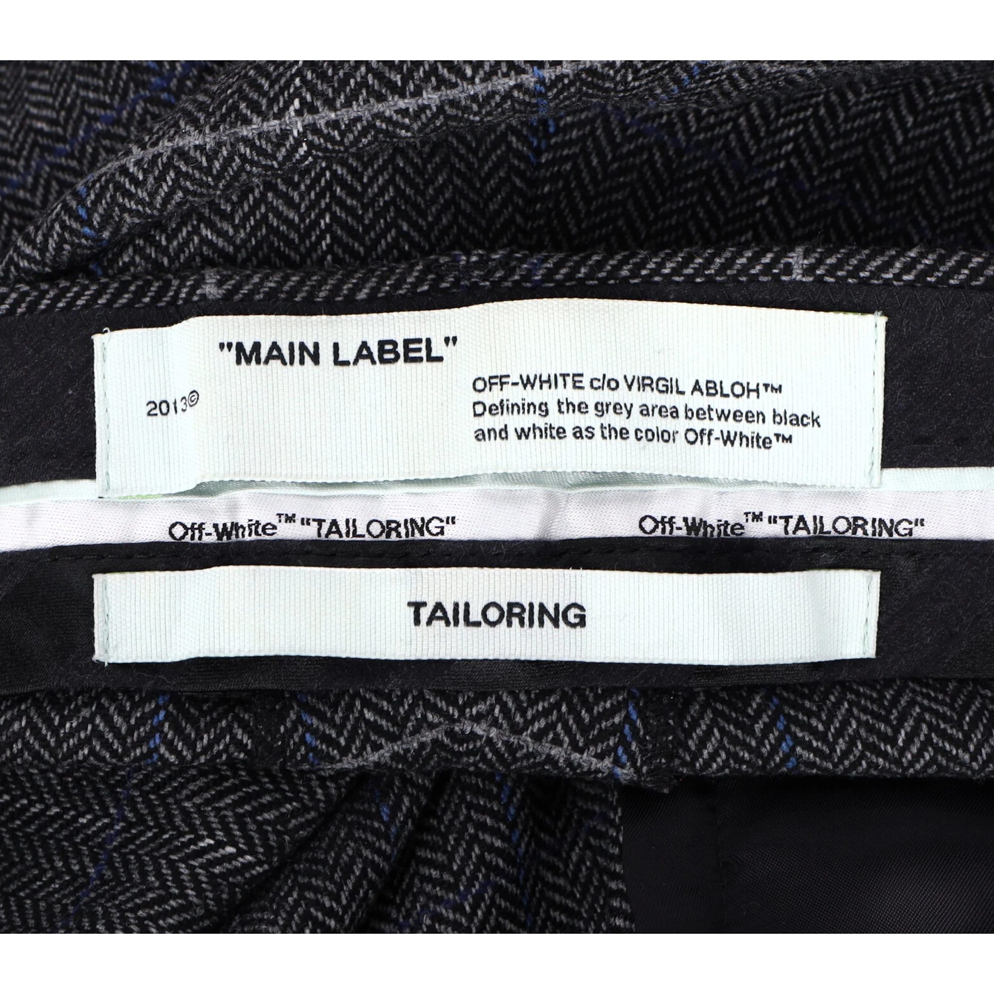 Men's Off-White Checkered Wide Leg Trousers in Black Wool - Image 3