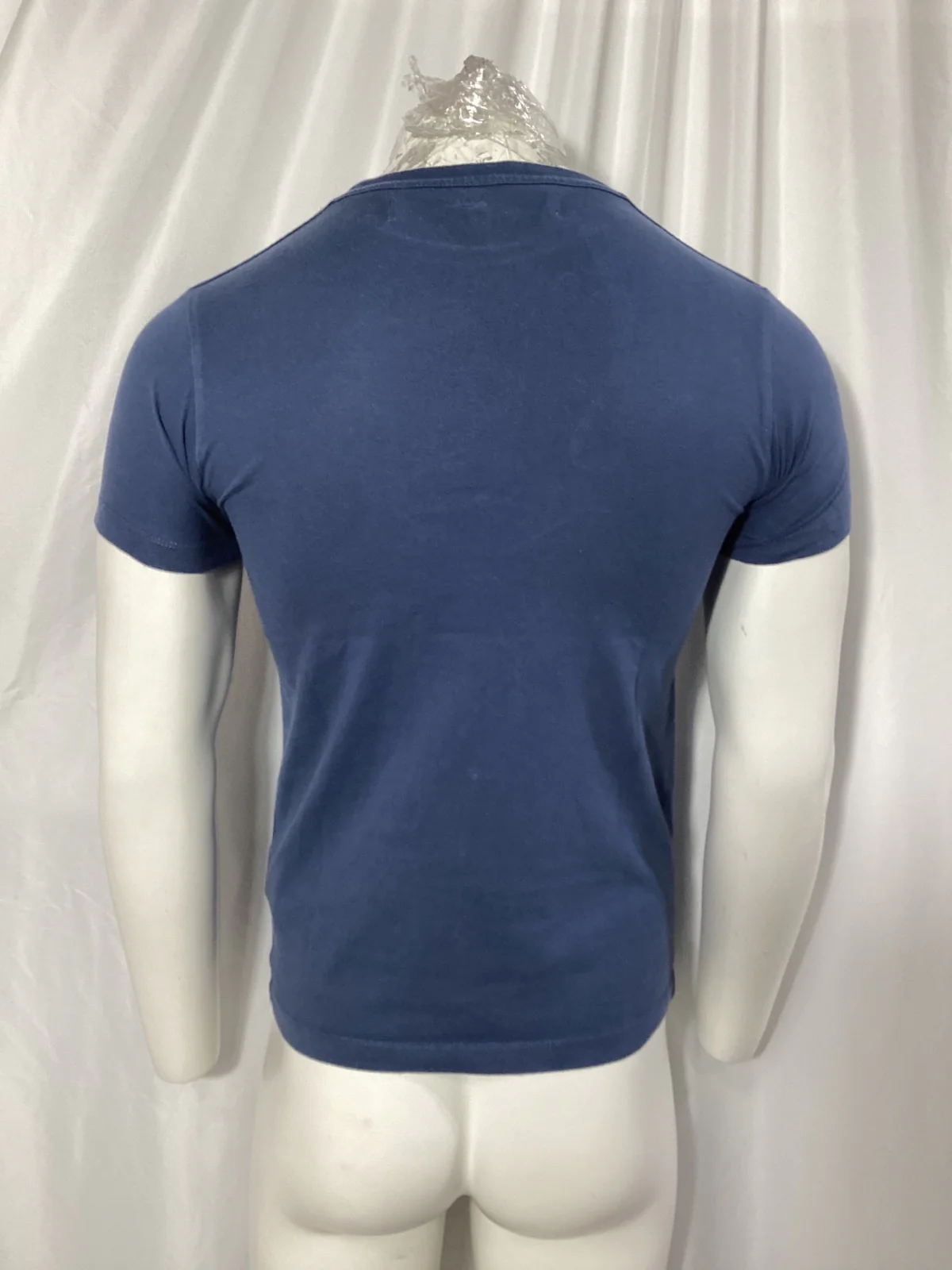 Men's Off-White Logo Print Crewneck T-Shirt in Navy Blue Cotton - Image 8