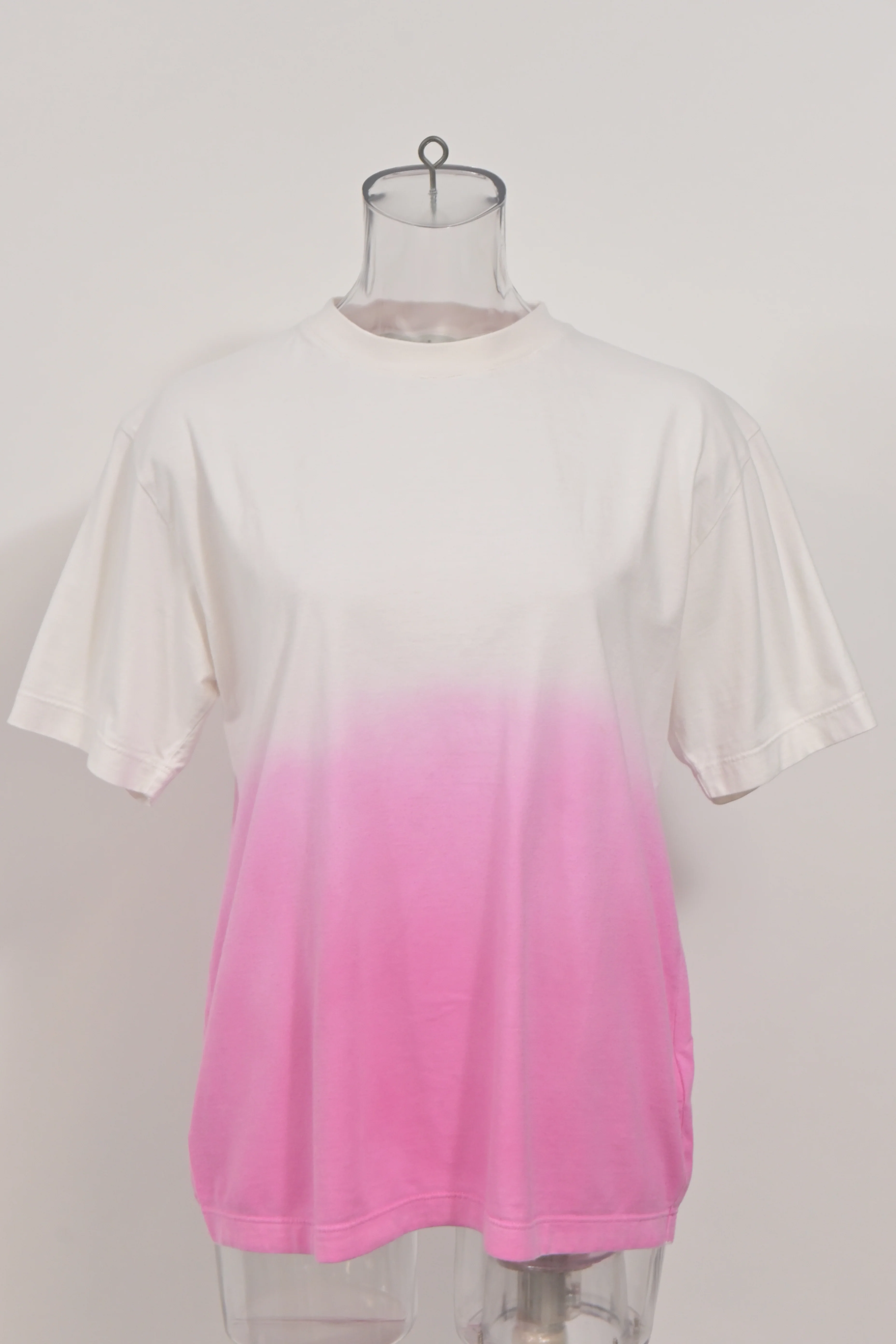 Women's Off White Gradient Effect T-shirt in Pink Cotton - Image 6