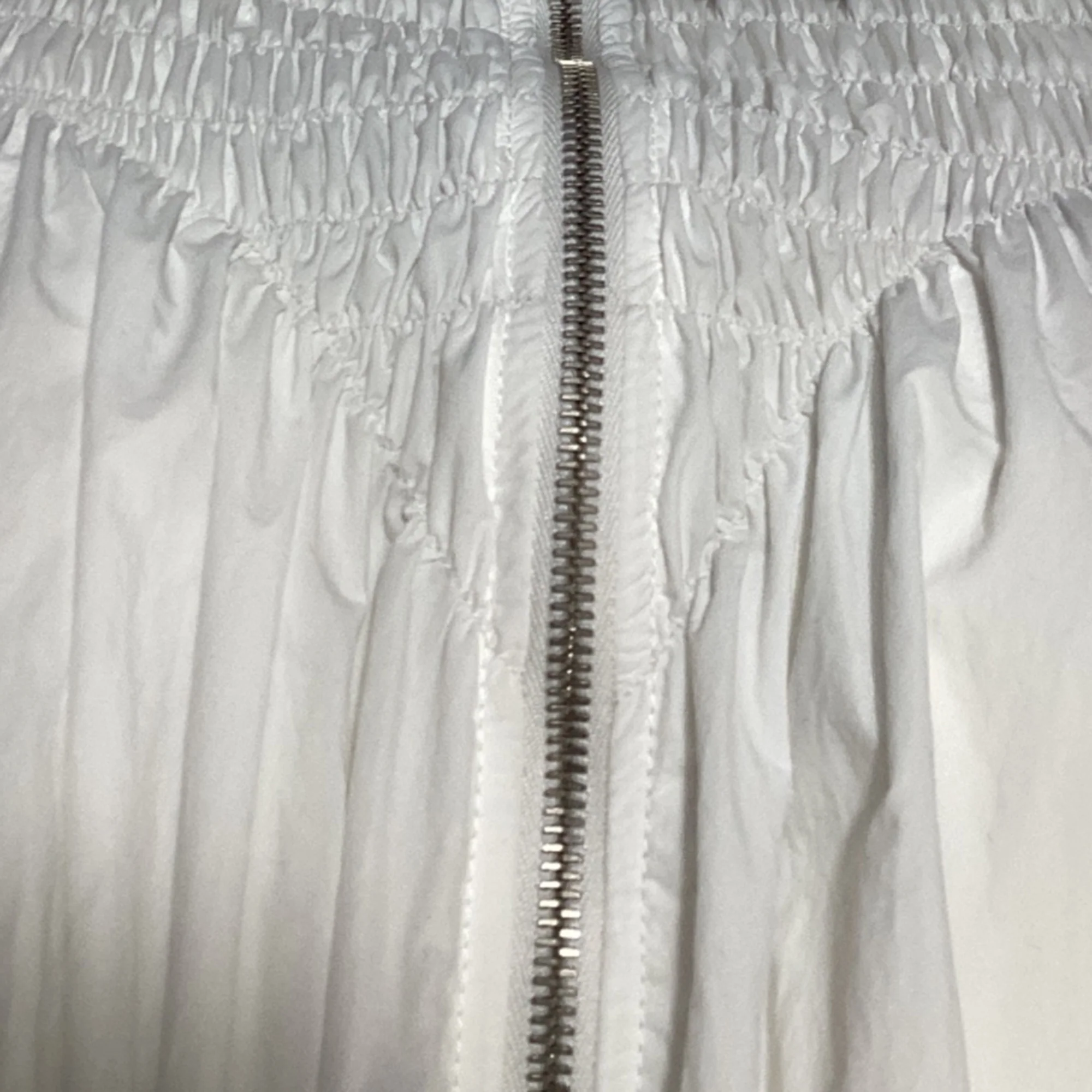 Women's Off-White Smocked Zipped Blouse in White Nylon - Image 4