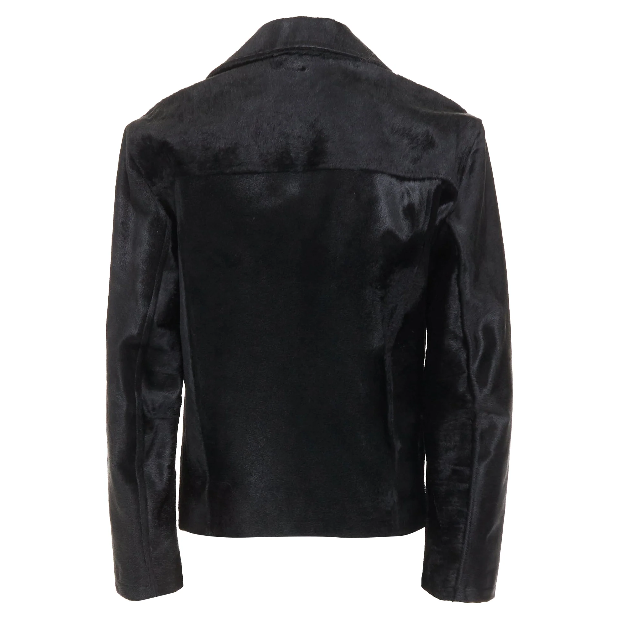 Men's PRADA 1990s Vintage black horsehair leather pocketed boxy minimal jacket IT48 M - Image 6