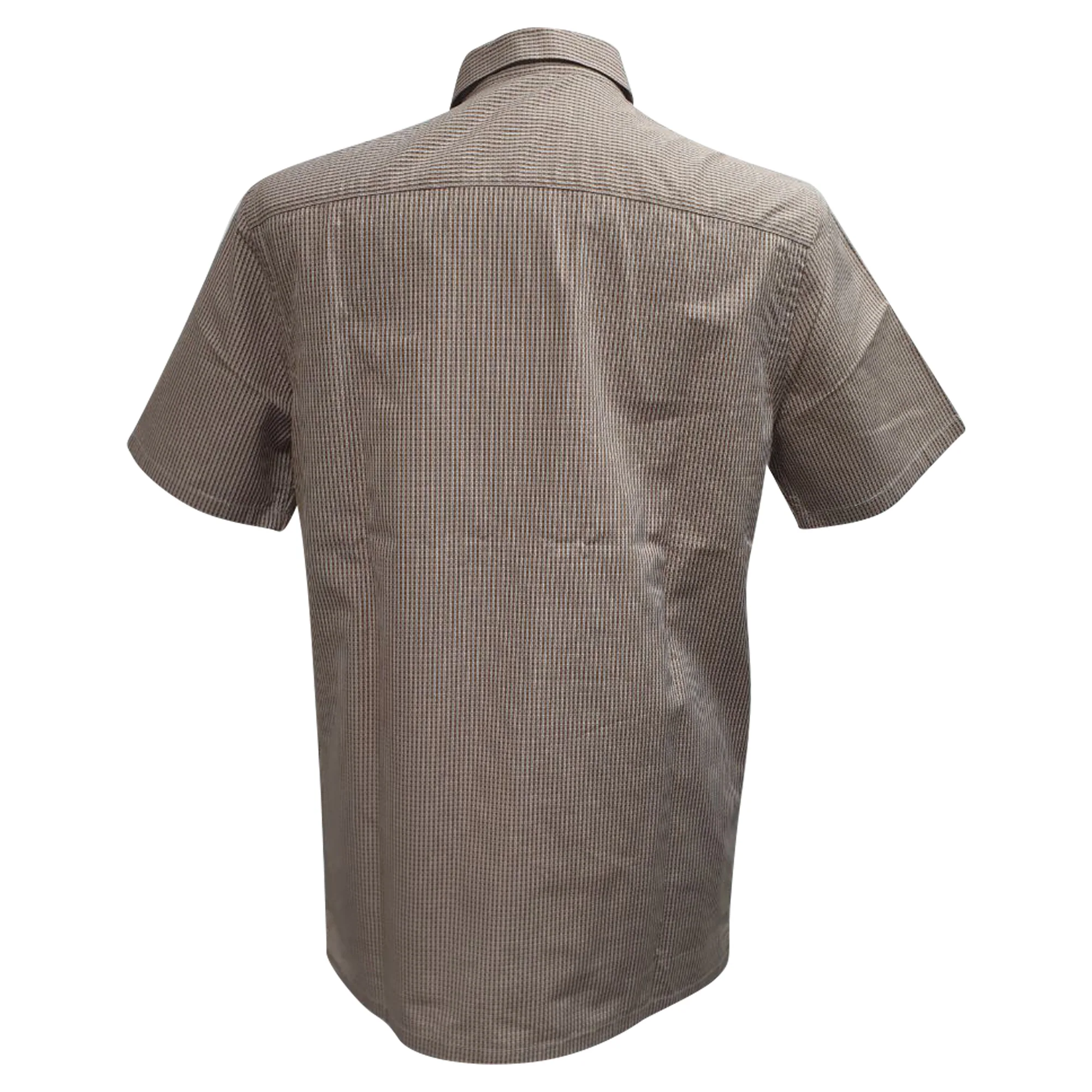 Men's Prada Gingham Button-Down Short Sleeve Shirt in Brown Cotton - Image 3