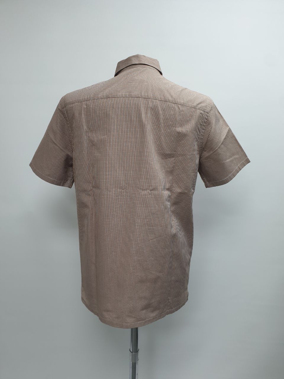 Men's Prada Gingham Button-Down Short Sleeve Shirt in Brown Cotton - Image 8