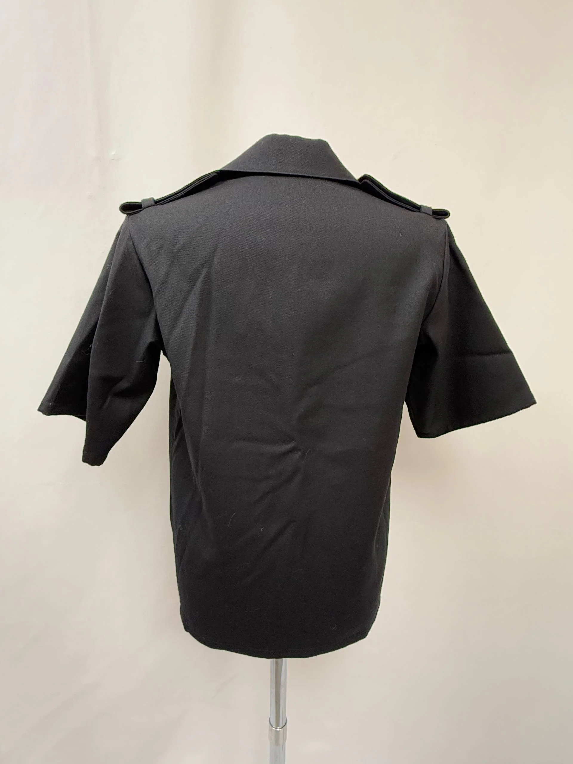 Men's Prada Hidden Buttons Short Sleeve Shirt in Black Cotton - Image 7
