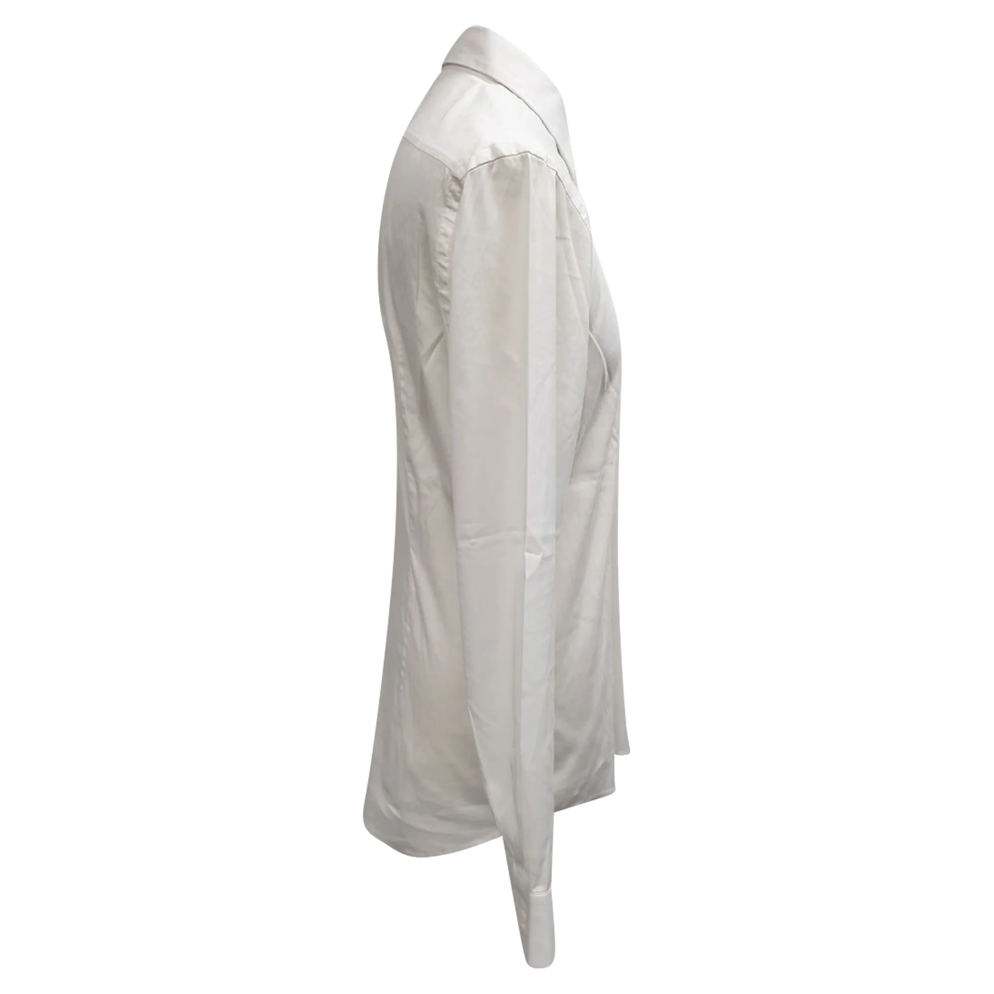 Men's Prada Long Sleeve Button Down Shirt in White Cotton - Image 2