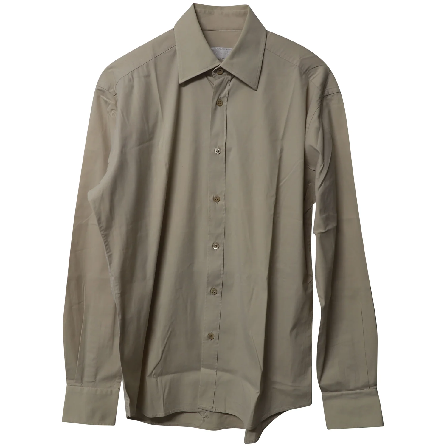 Men's Prada Long Sleeve Button-up Shirt in Nude Cotton