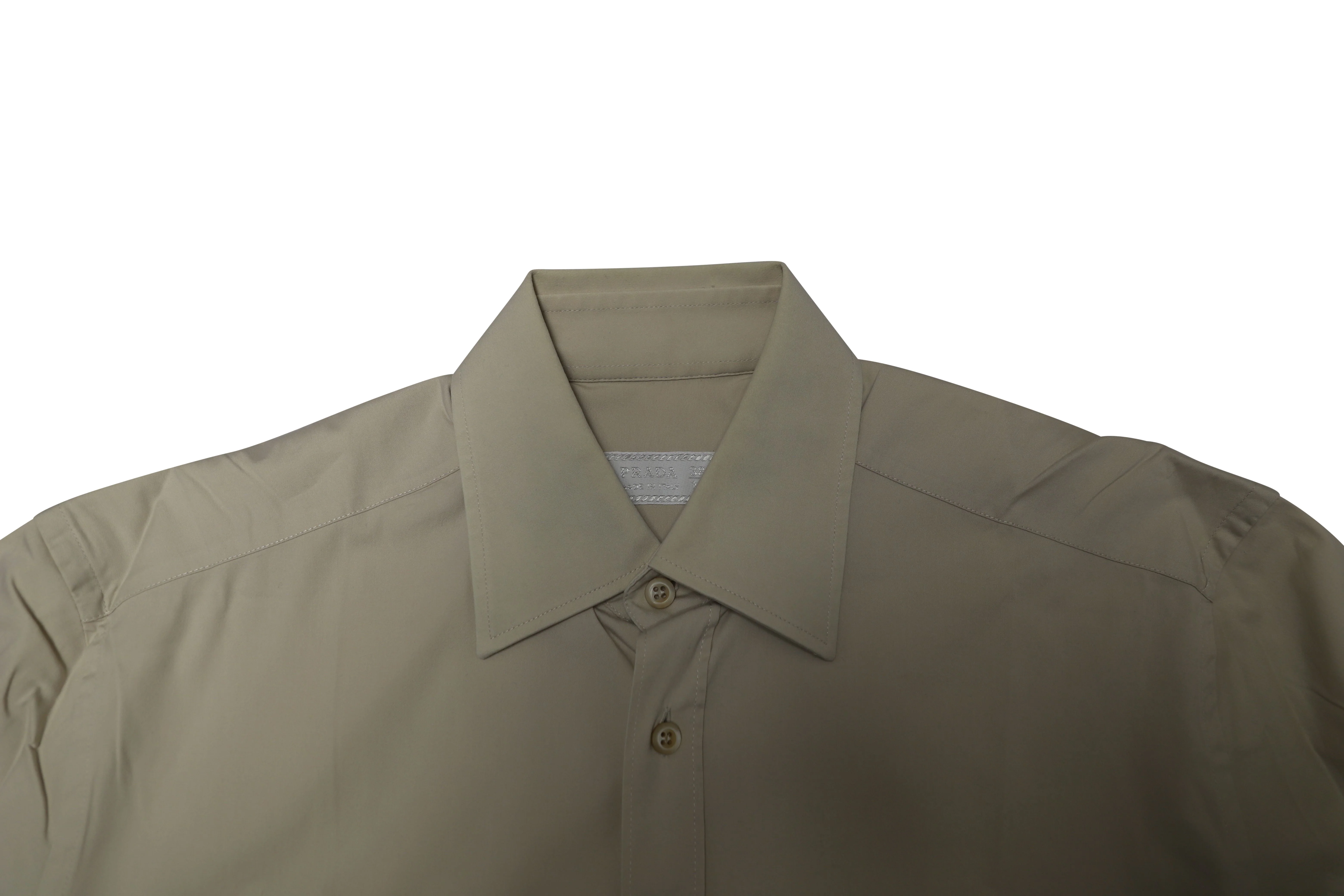 Men's Prada Long Sleeve Button-up Shirt in Nude Cotton - Image 3