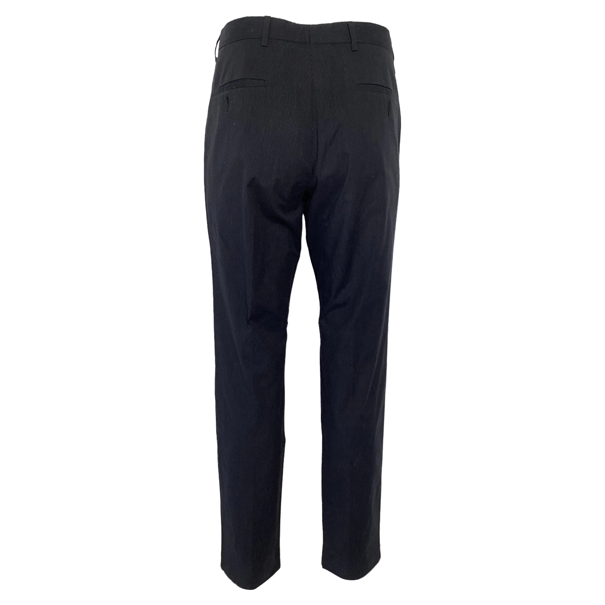 Men's Prada Pinstripe Straight-Leg Trousers in Navy Blue Wool - Image 3