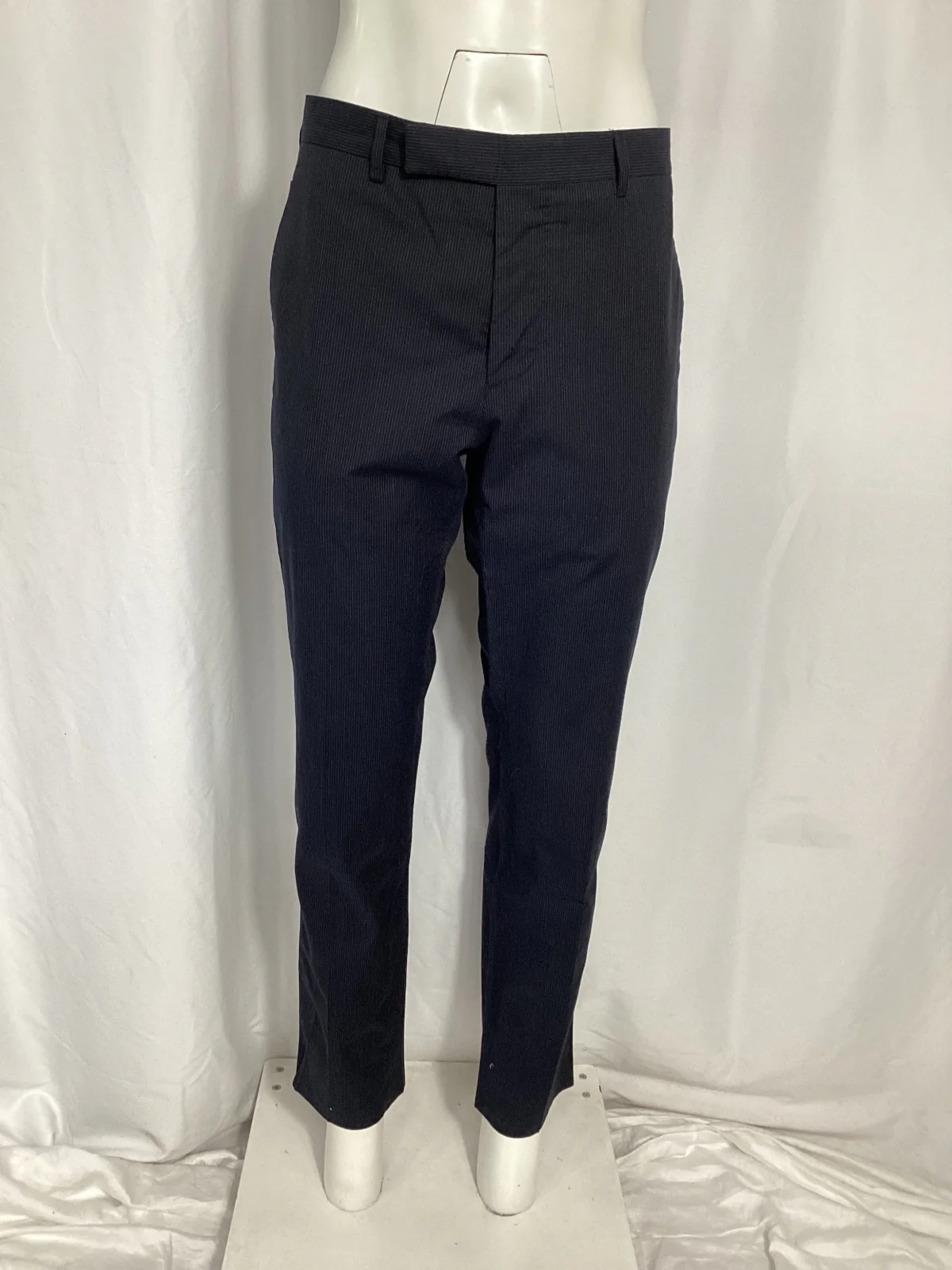 Men's Prada Pinstripe Straight-Leg Trousers in Navy Blue Wool - Image 6
