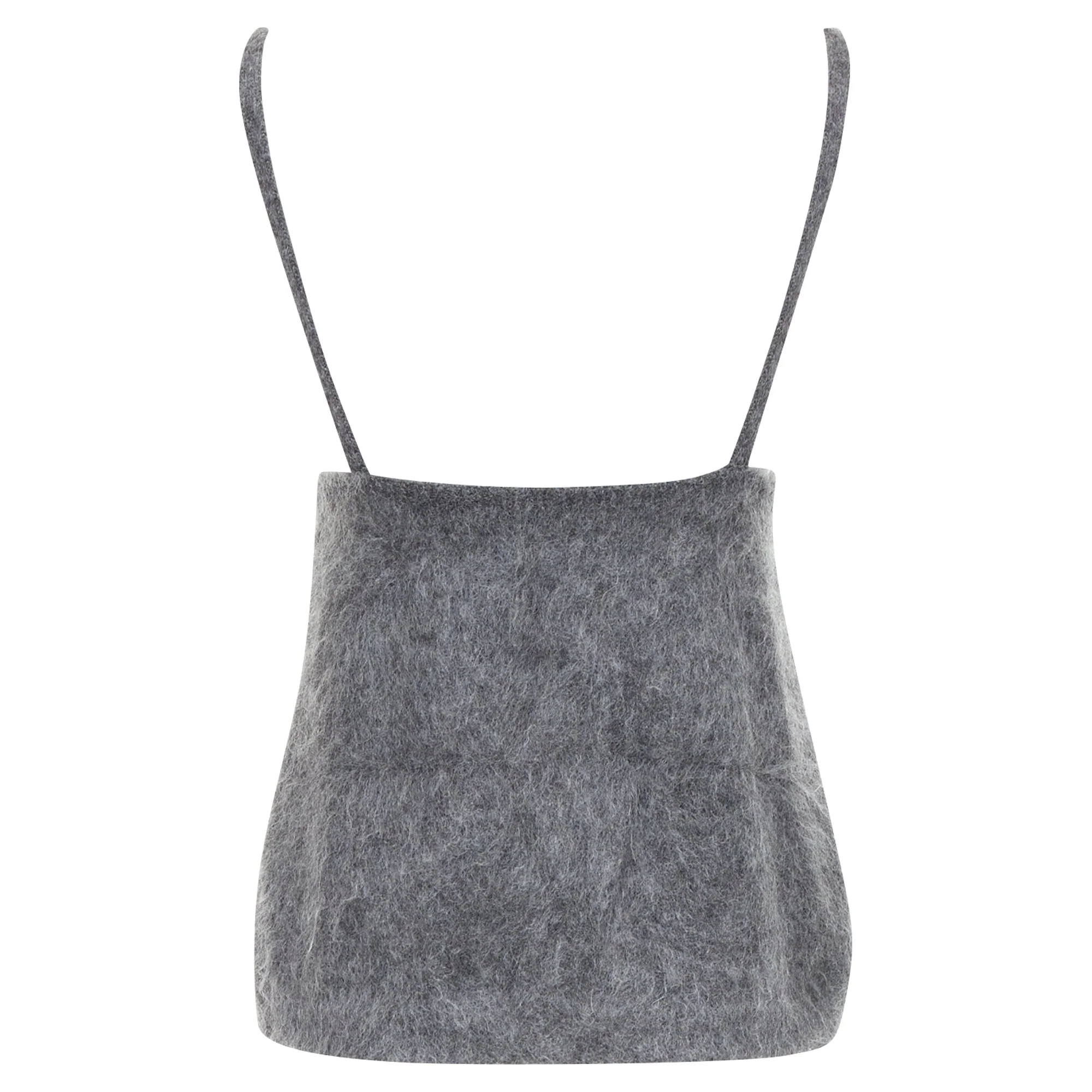 Women's PRADA 2017 fluffy grey mohair blend strappy camisole top IT38 XS - Image 5