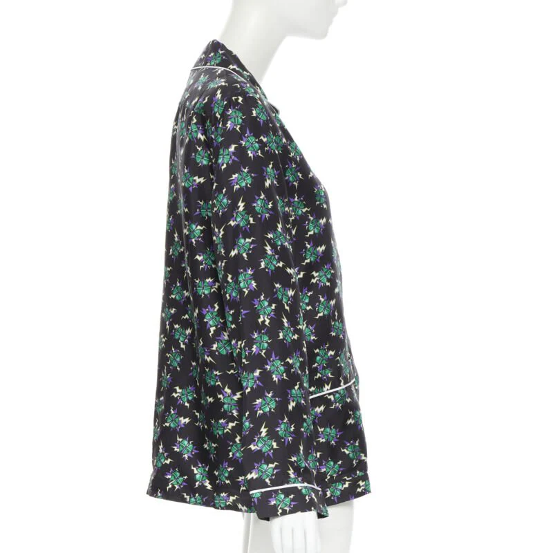 Women's Prada ankenstein Micro Heart print silk pyjama shirt top - Image 10