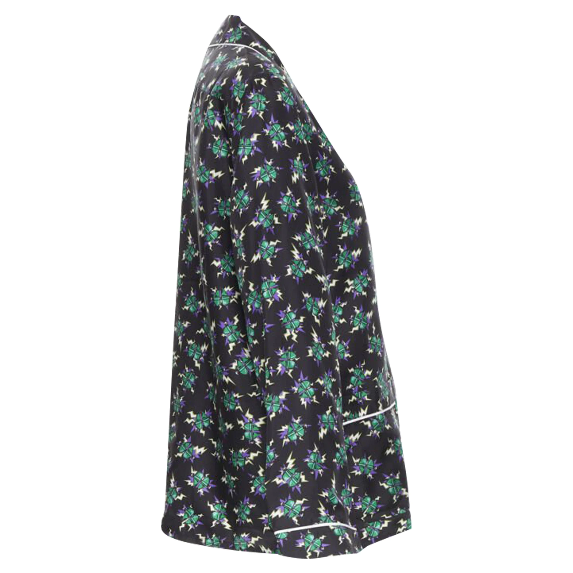 Women's Prada ankenstein Micro Heart print silk pyjama shirt top - Image 4