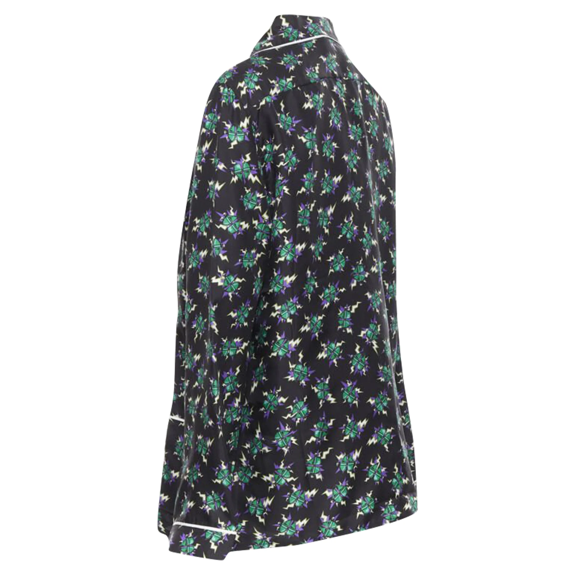 Women's Prada ankenstein Micro Heart print silk pyjama shirt top - Image 6